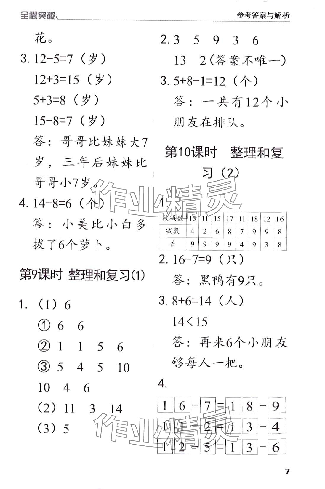 2024年全程突破一年級數(shù)學(xué)下冊人教版 第7頁