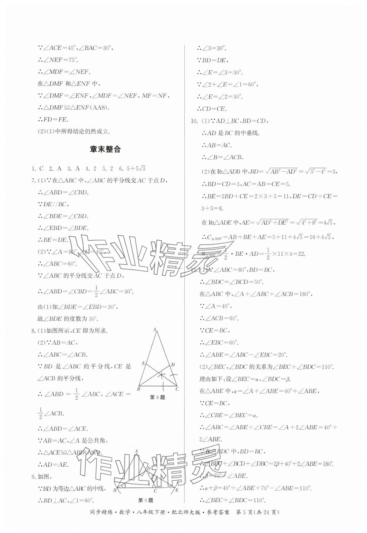 2024年同步精练广东人民出版社八年级数学下册北师大版 第5页