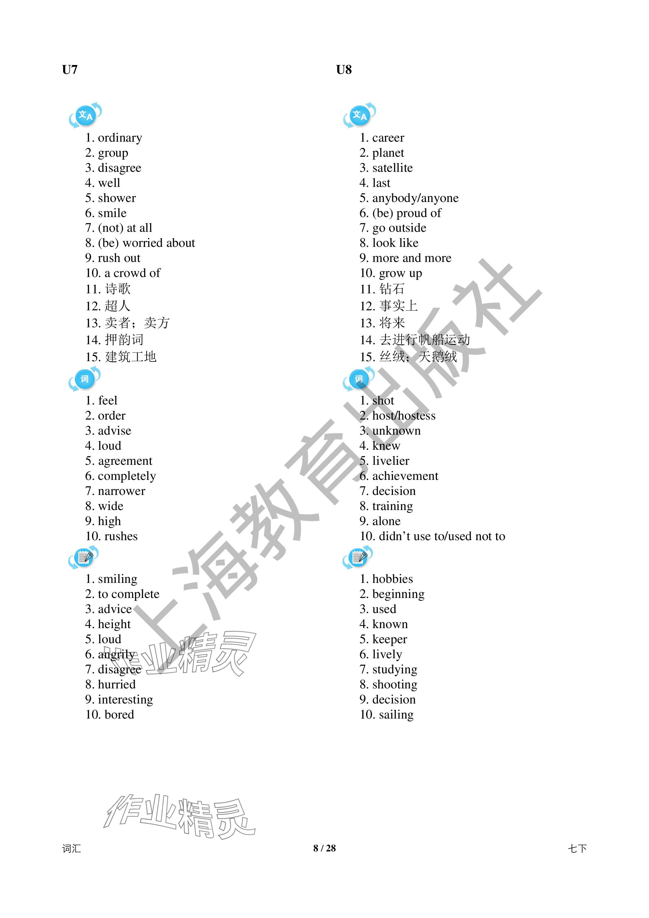 2024年中考英語(yǔ)總復(fù)習(xí)決勝100天深圳專(zhuān)版 參考答案第8頁(yè)