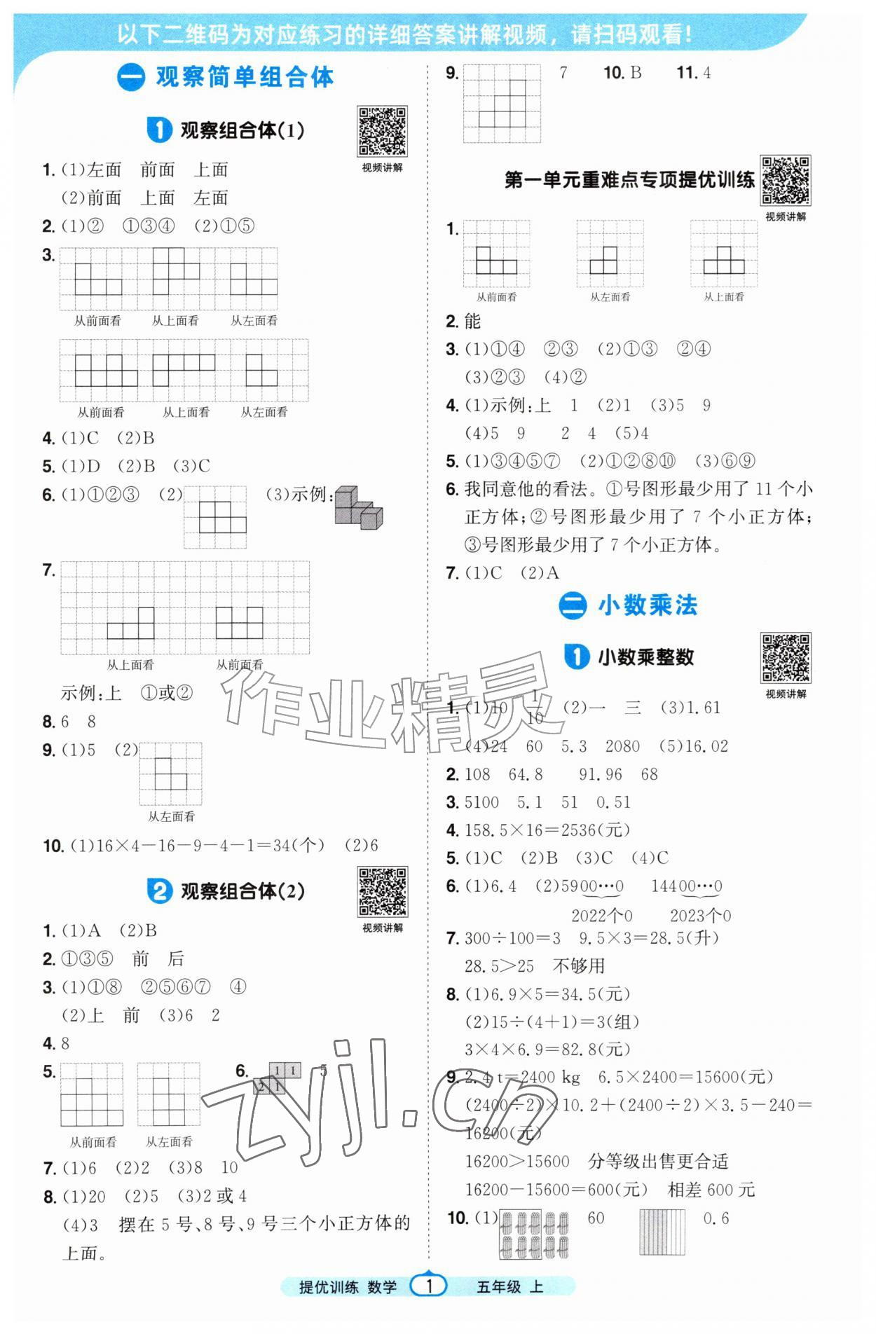 2026年阳光同学提优训练五年级数学上册人教版&nbsp;第1页