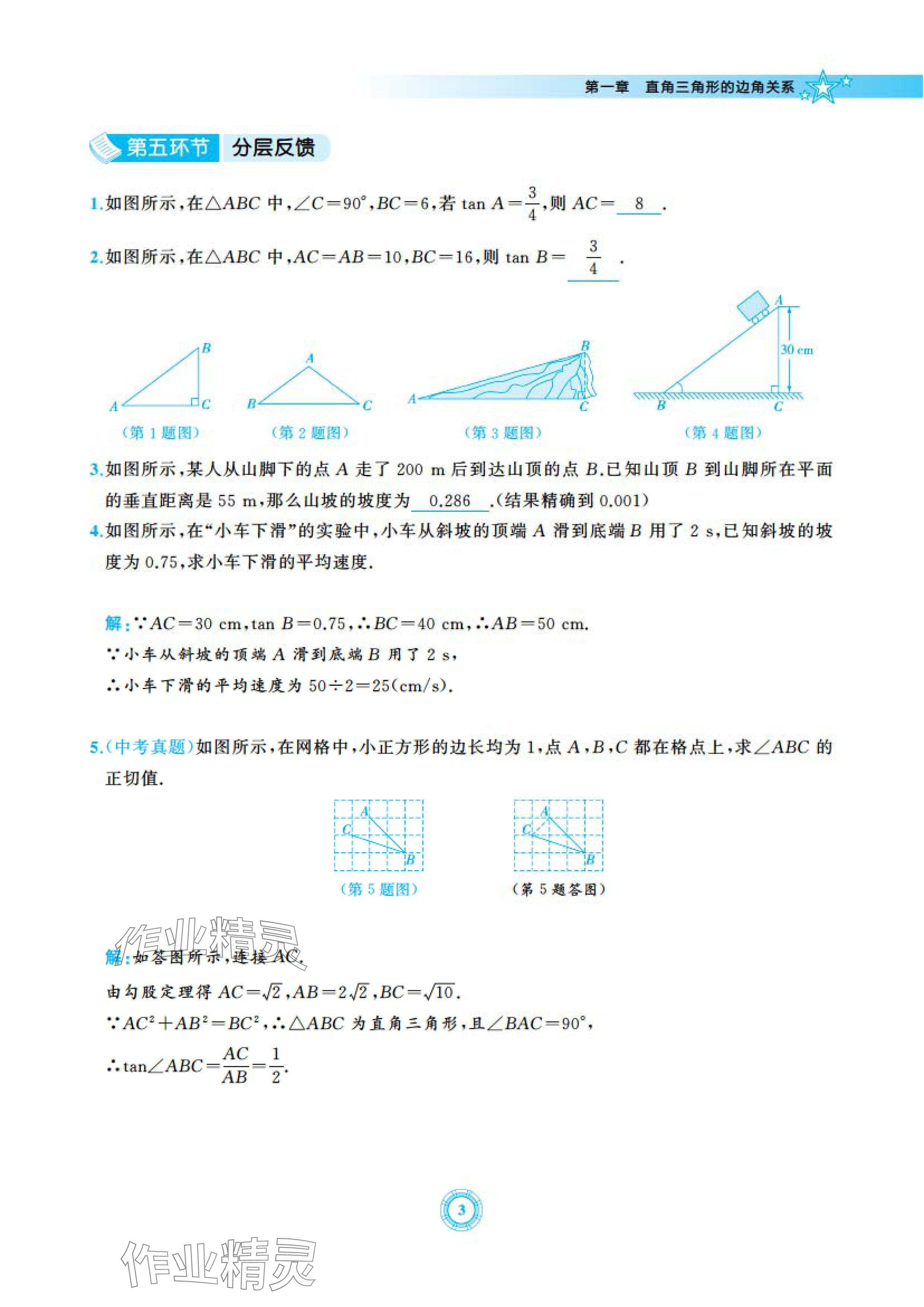 2024年五環(huán)導(dǎo)學(xué)九年級(jí)數(shù)學(xué)下冊北師大版 參考答案第3頁