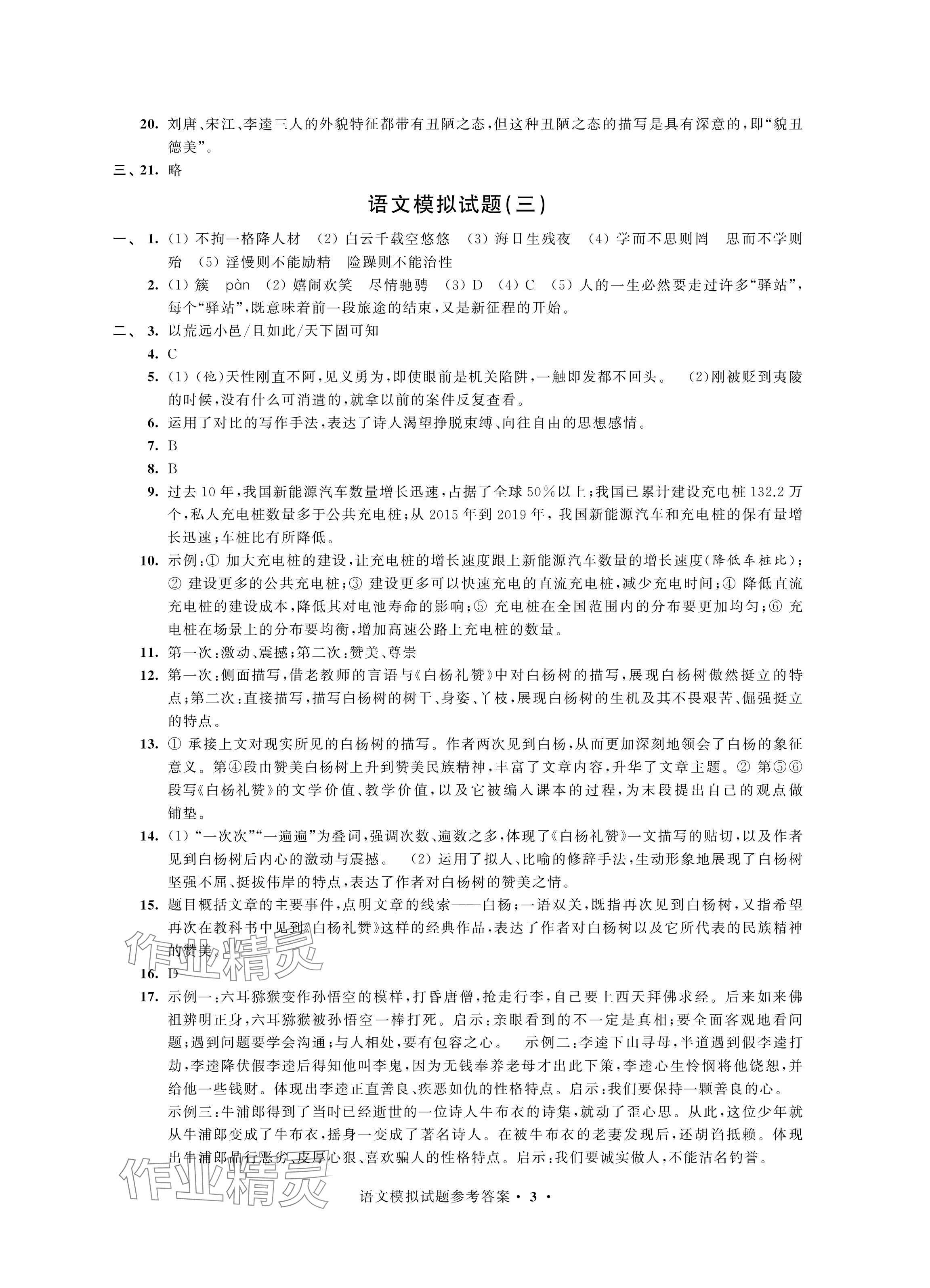 2024年決勝中考提優(yōu)模擬卷語文 參考答案第3頁
