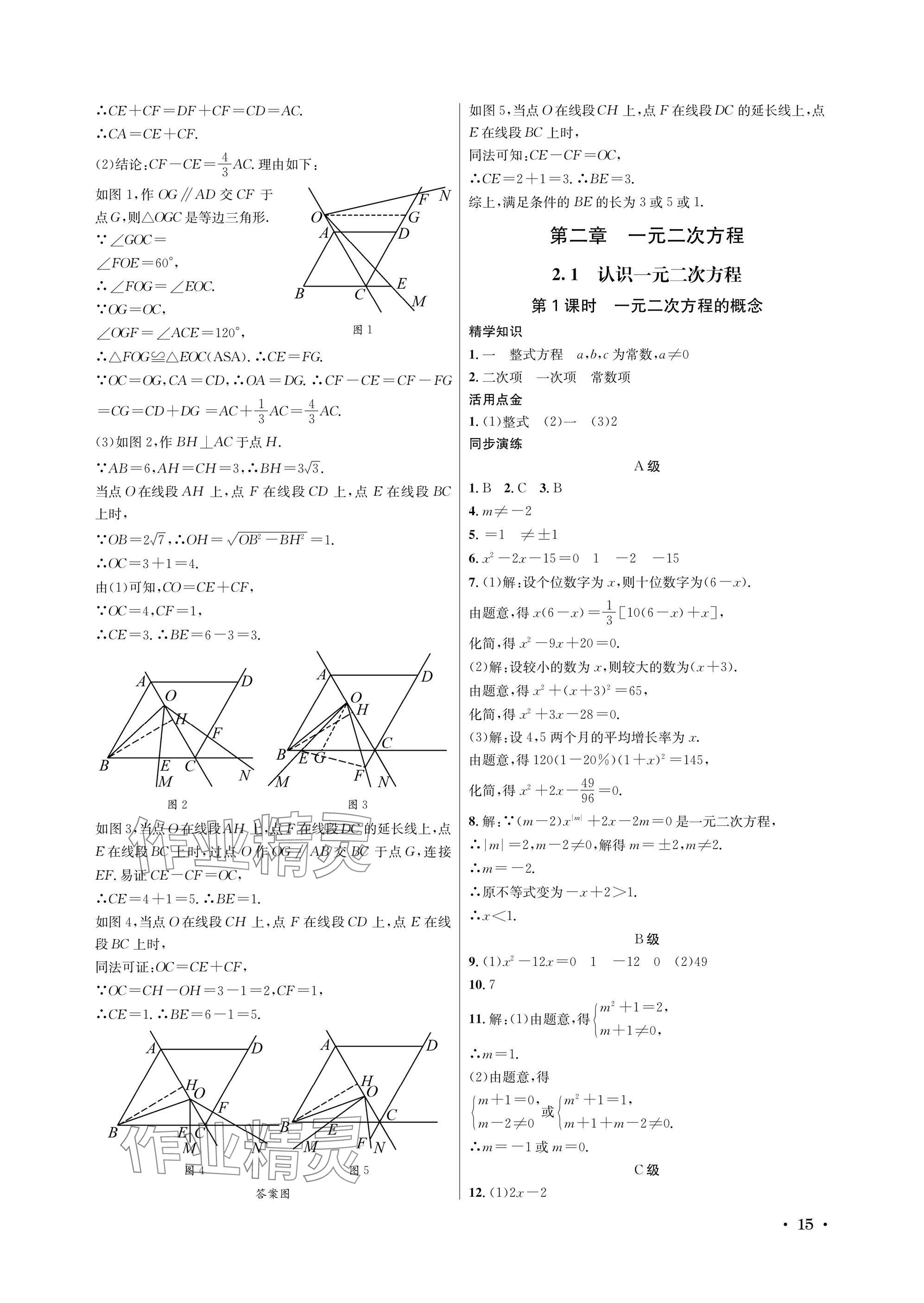 2025年蓉城学霸九年级数学全一册北师大版 参考答案第15页