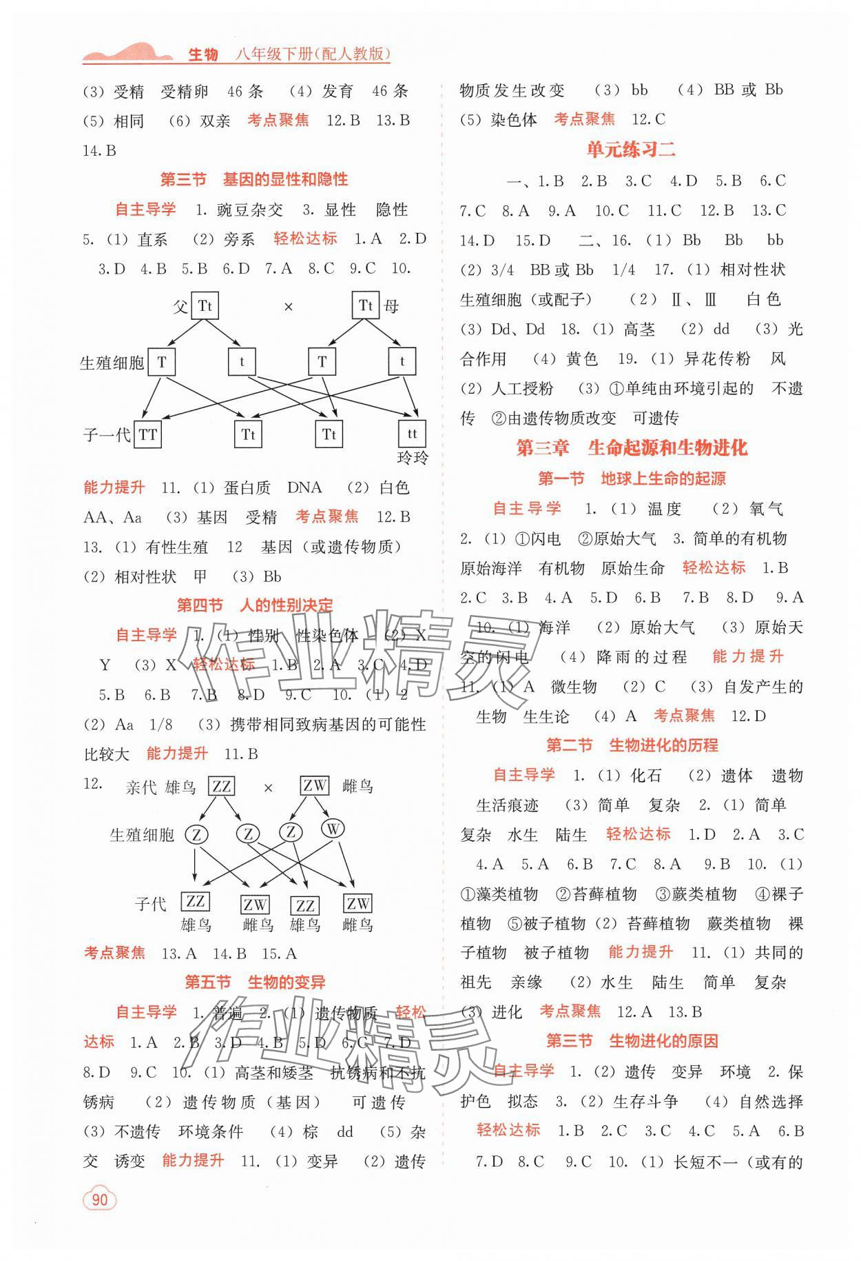 2025年自主学习能力测评八年级生物下册人教版 第2页