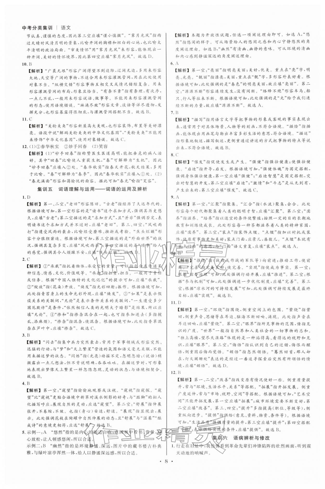 2026年浙派名师中考方略分类集训语文人教&nbsp;参考答案第7页