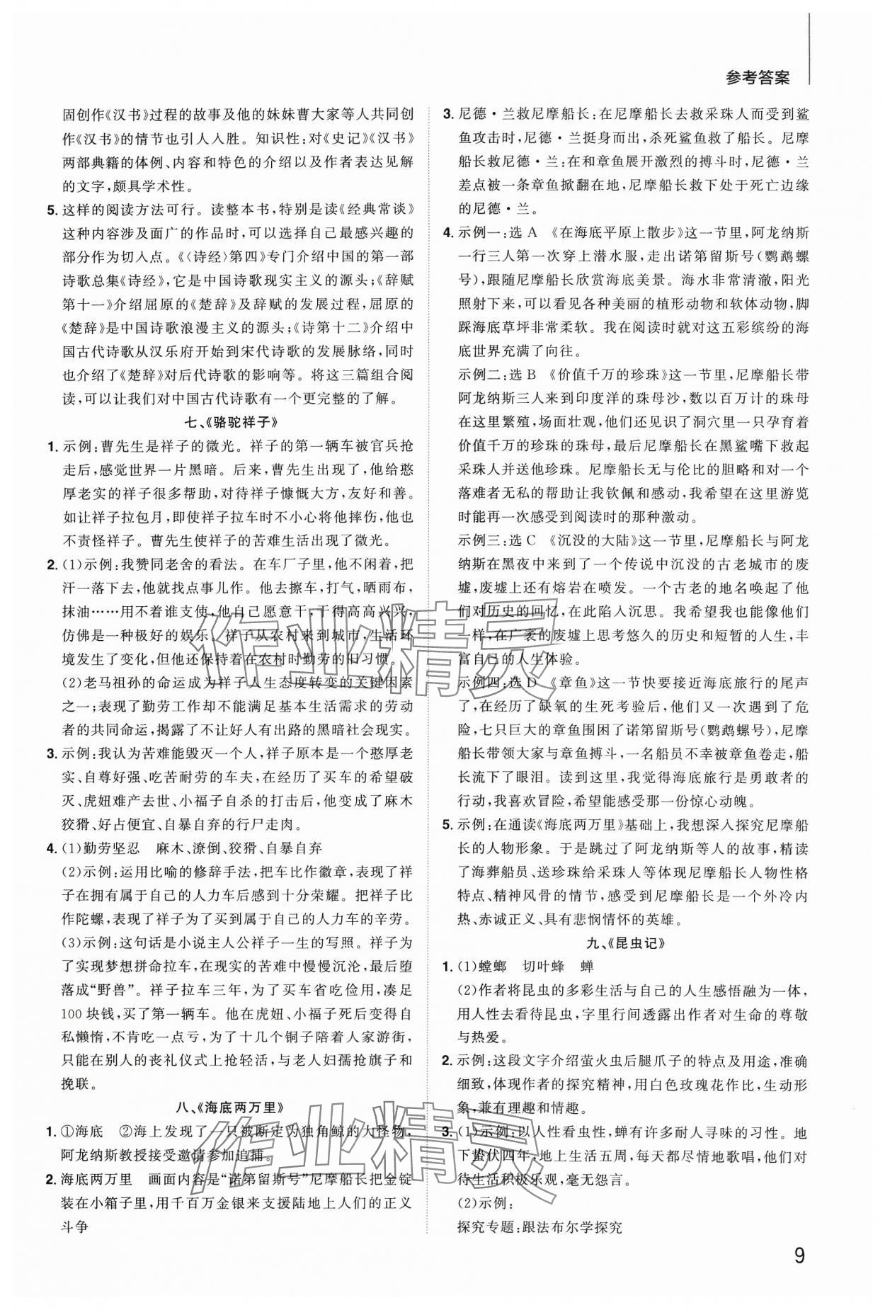 2024年陽(yáng)光同學(xué)分層新中考語(yǔ)文福建專版 參考答案第9頁(yè)