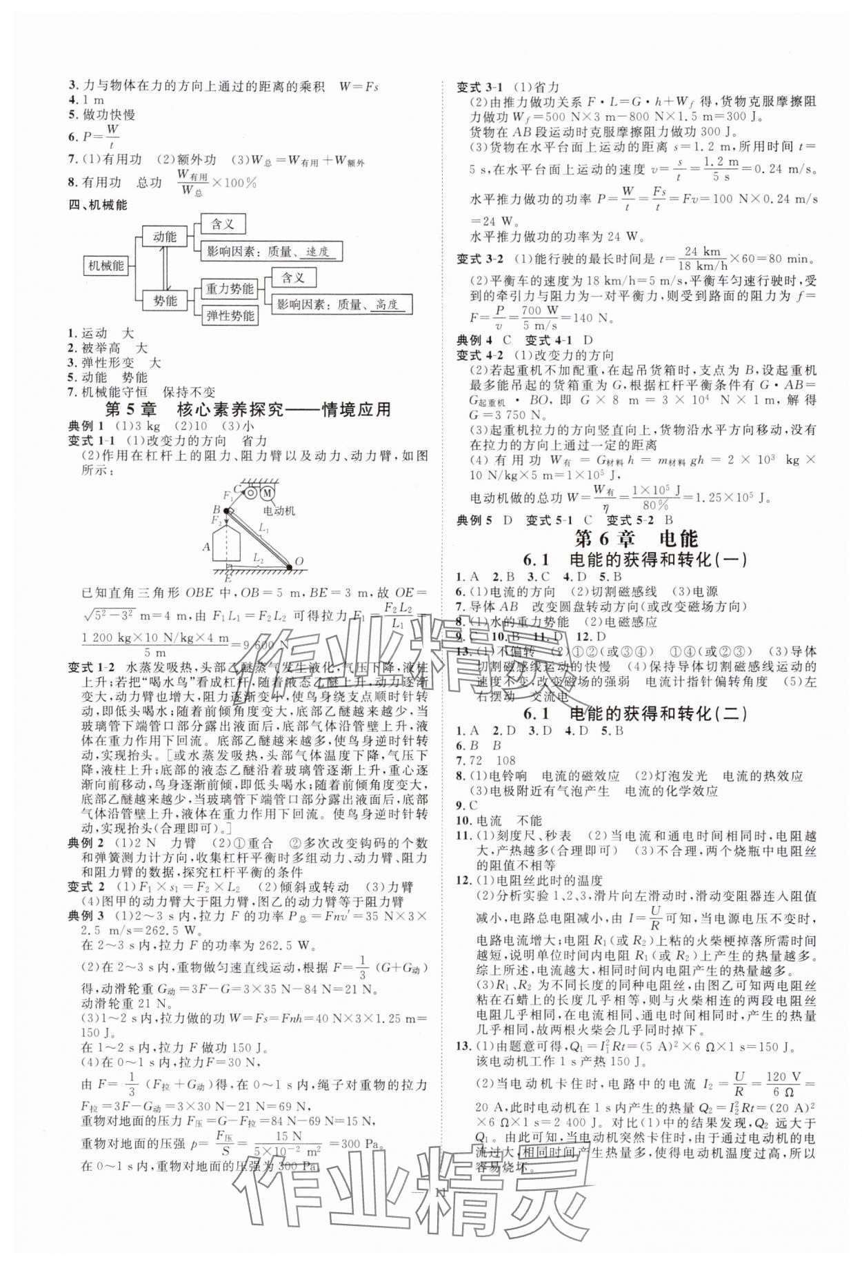 2025年全效学习九年级科学全一册华师大版&nbsp;参考答案第10页