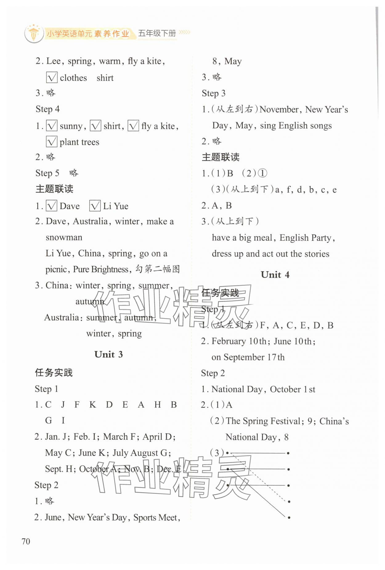2025年小學單元素養作業五年級英語下冊人教版 第2頁