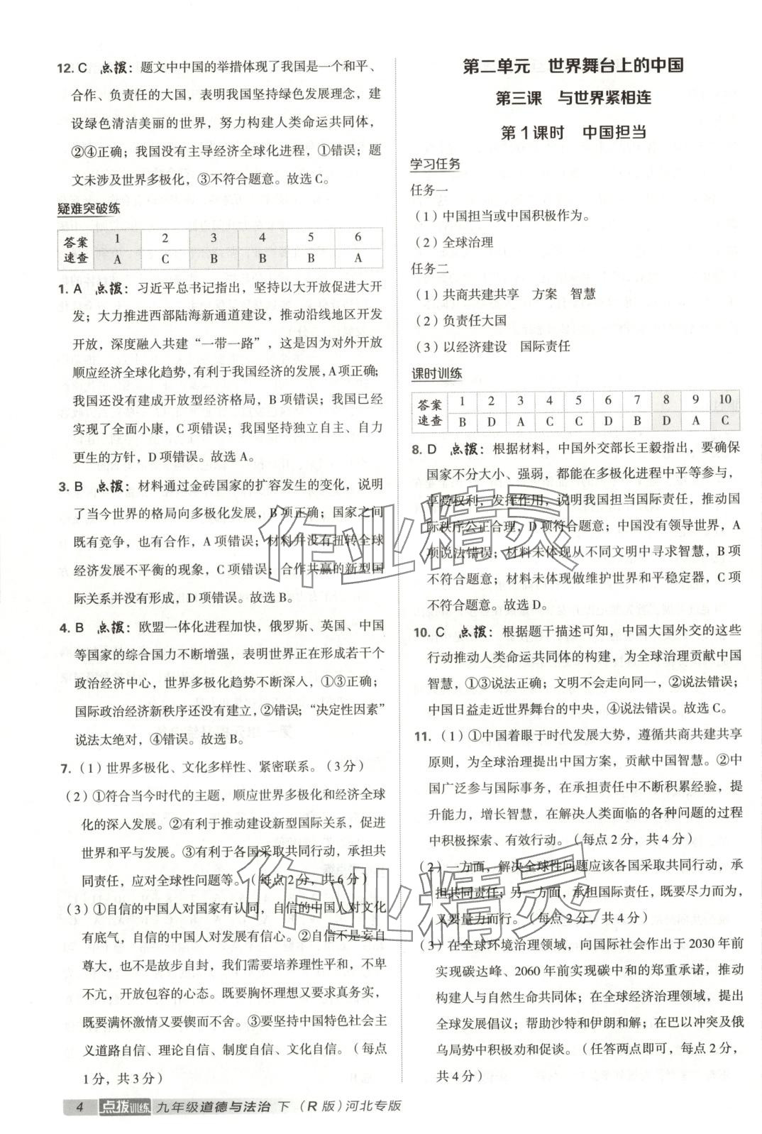 2025年点拨训练九年级道德与法治下册人教版河北专版 第4页