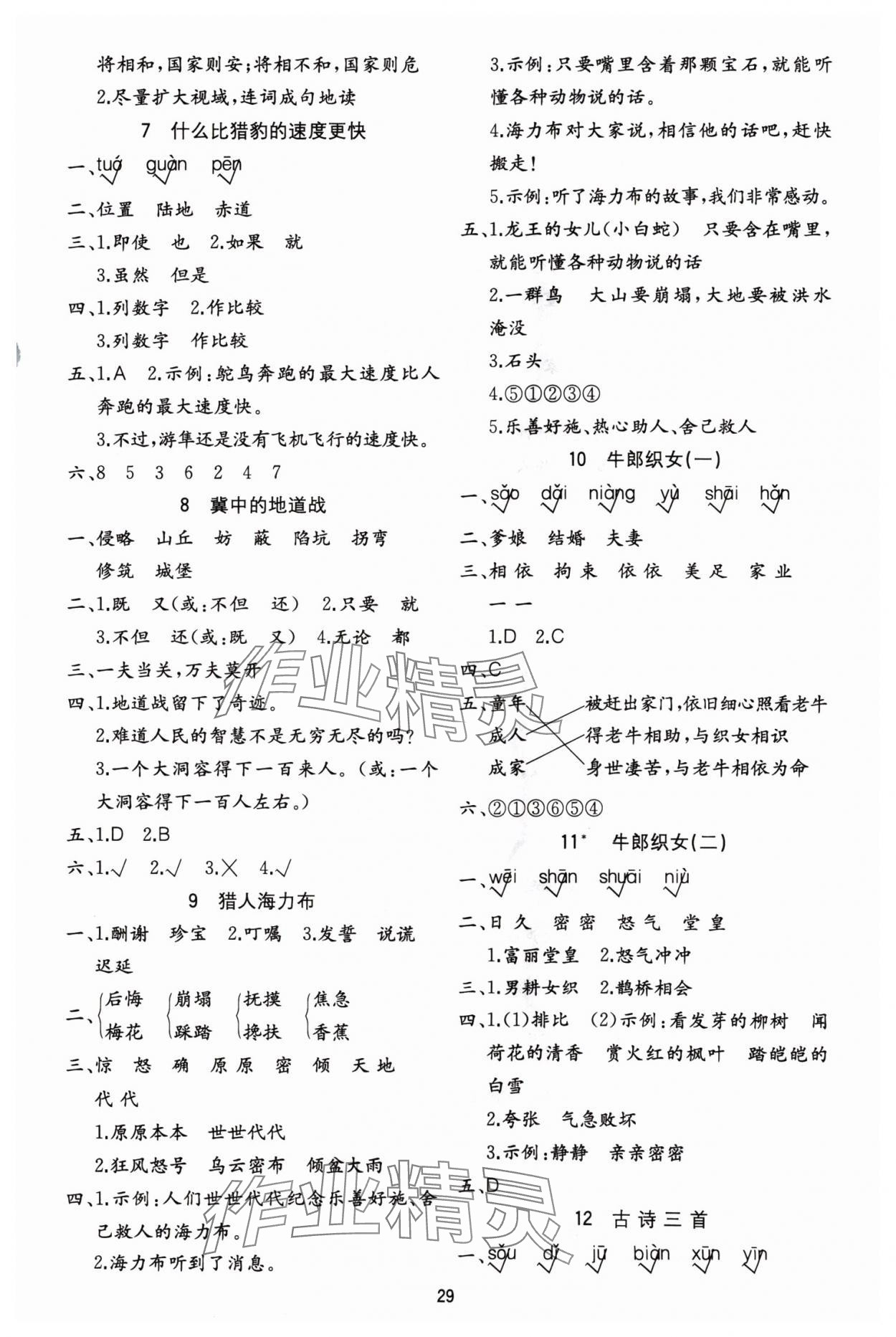 2024年全易通五年級語文上冊人教版 參考答案第2頁