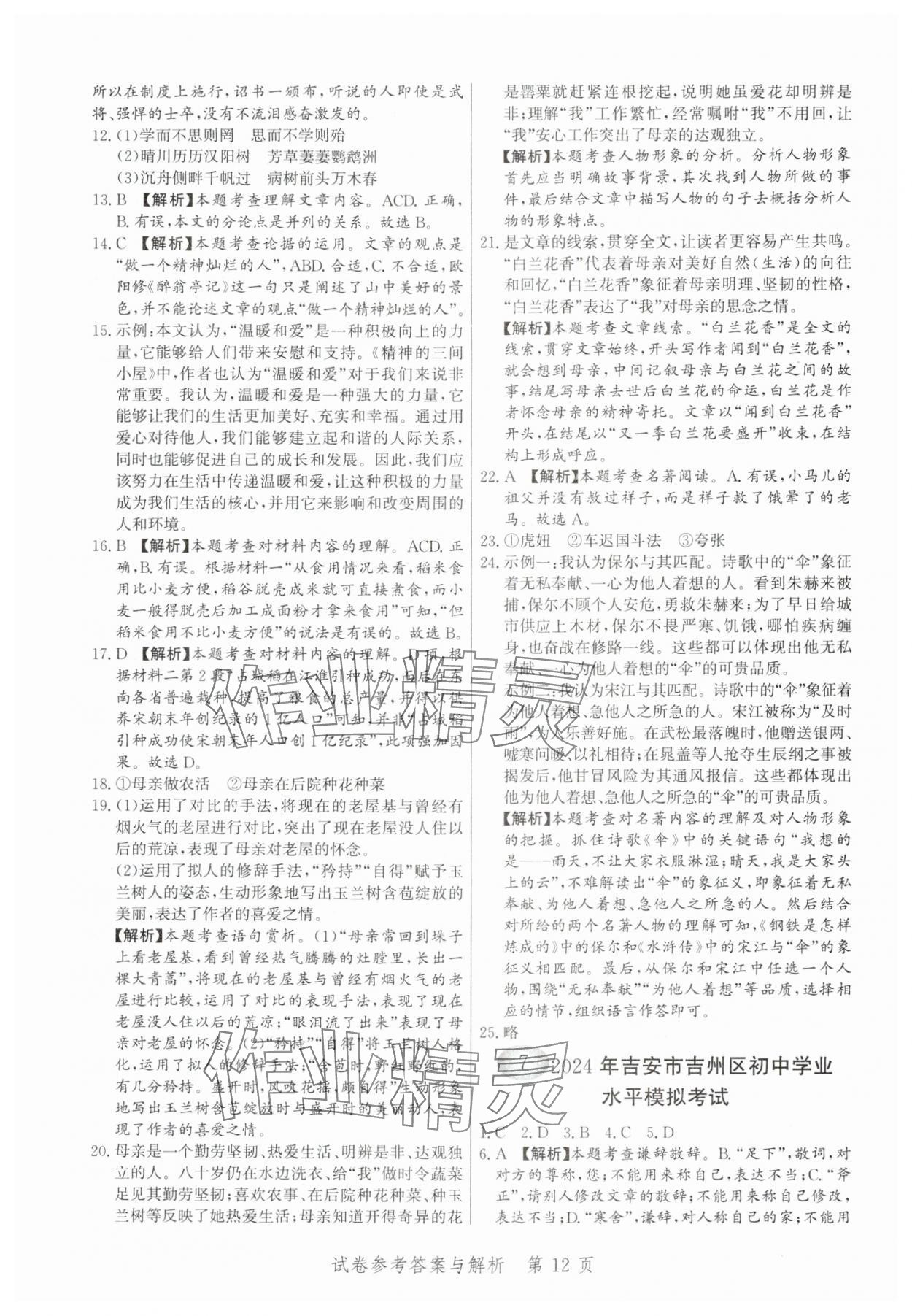 2025年中考方舟語文江西專版&nbsp;第12頁