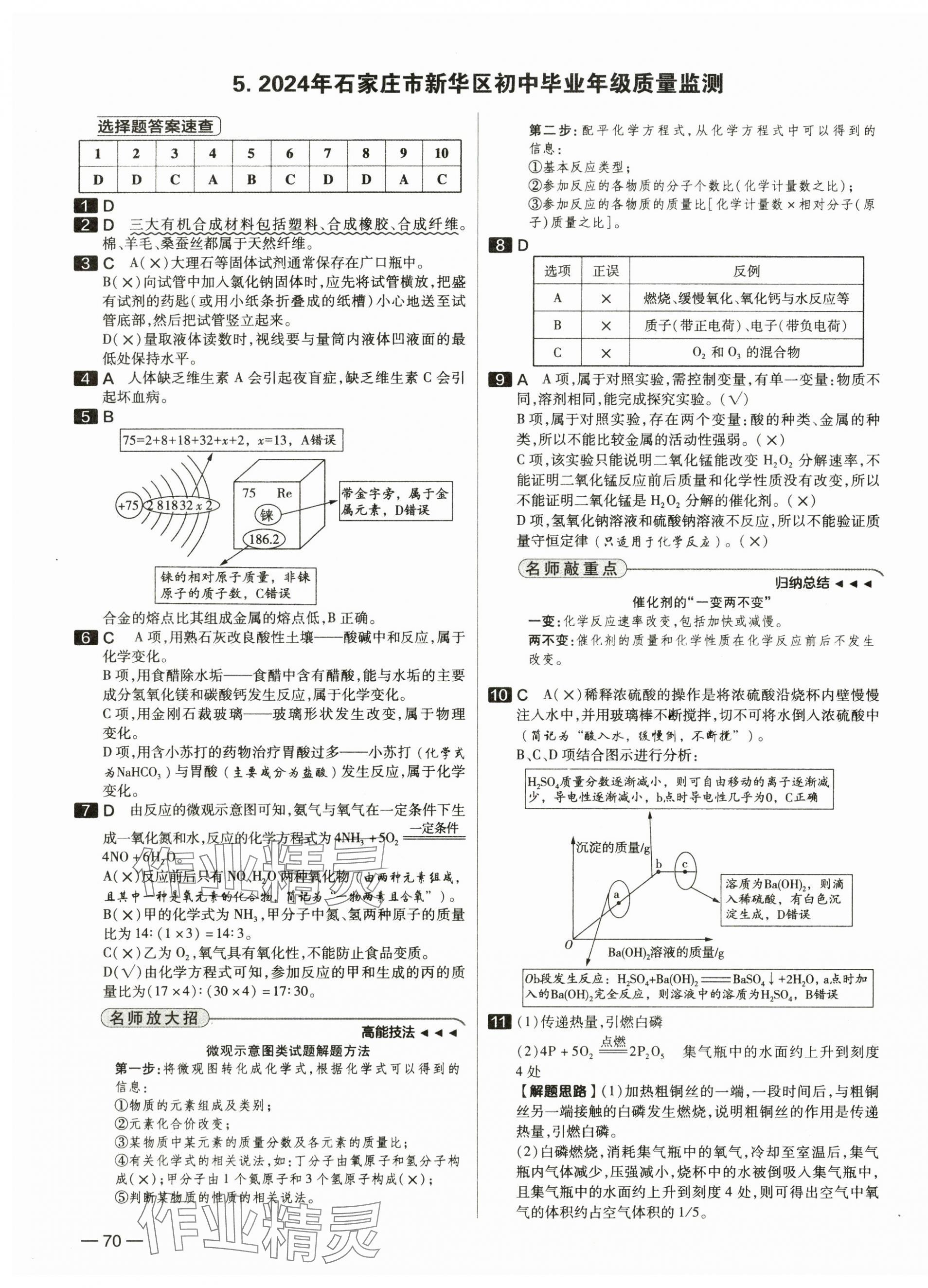 2025年中考试题精选延边出版社化学河北专版&nbsp;参考答案第11页