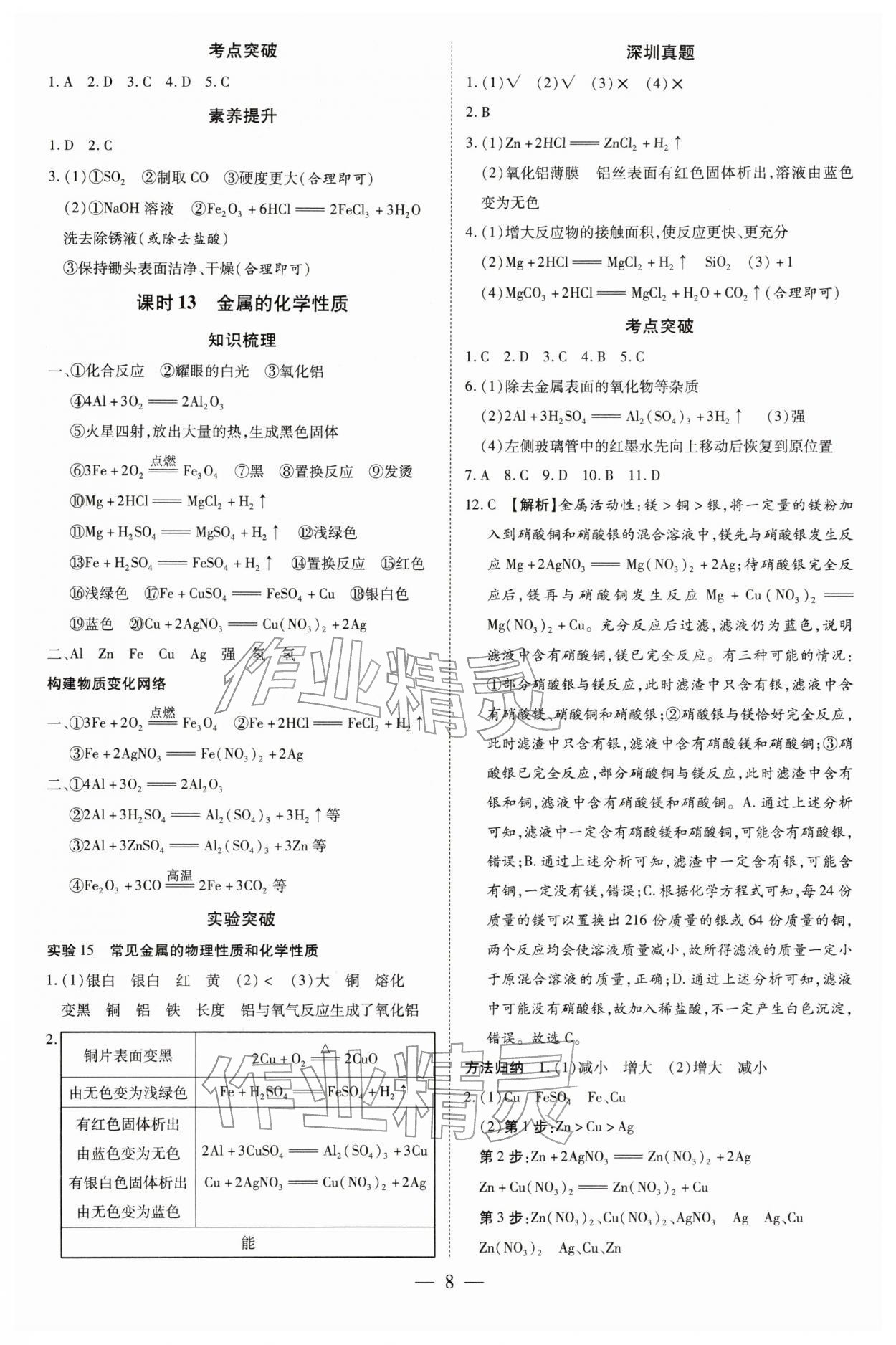 2026年領(lǐng)跑中考化學(xué)深圳專版&nbsp;第8頁