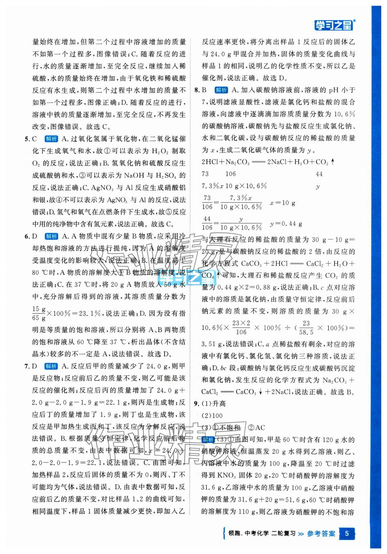 2025年領(lǐng)跑中考化學(xué)二輪復(fù)習(xí)遼寧專(zhuān)版 參考答案第5頁(yè)