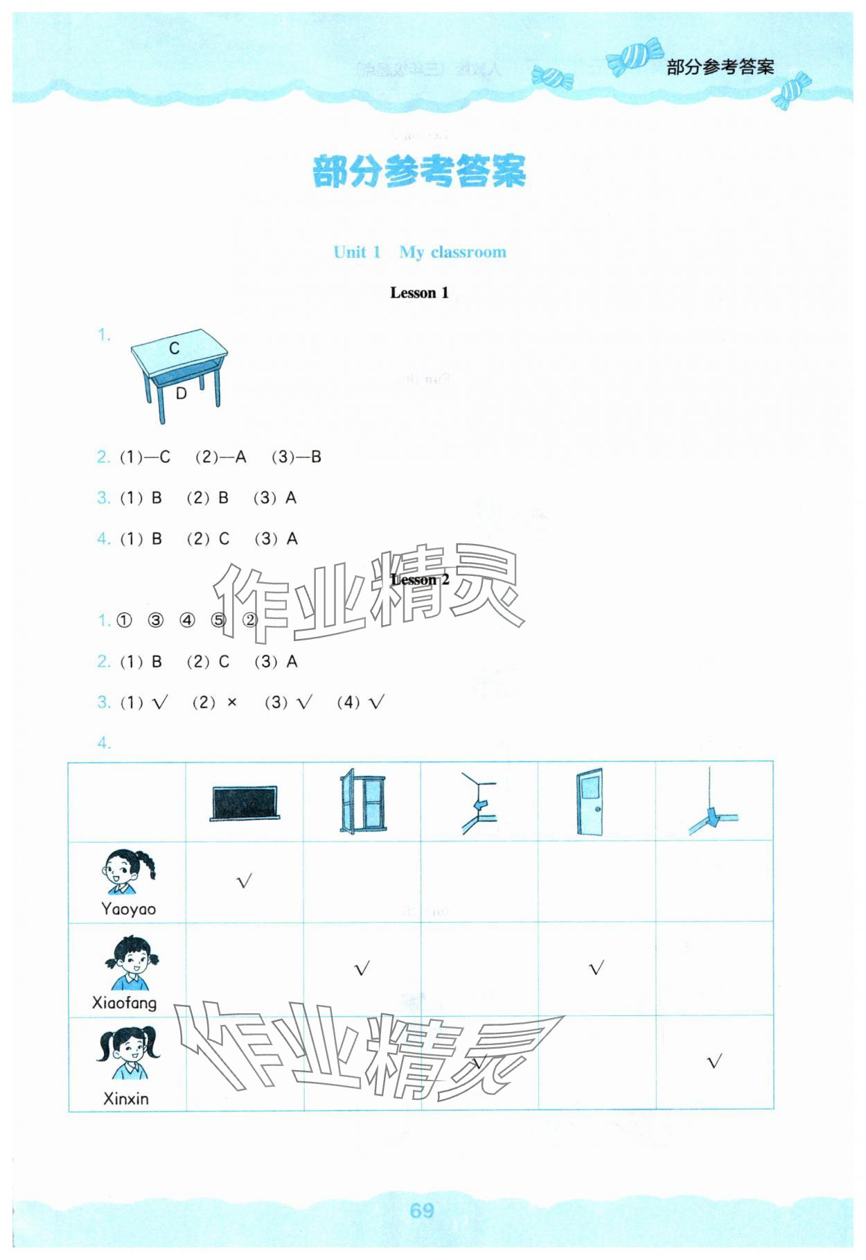 2026年新课程能力培养三年级英语下册人教版&nbsp;参考答案第1页