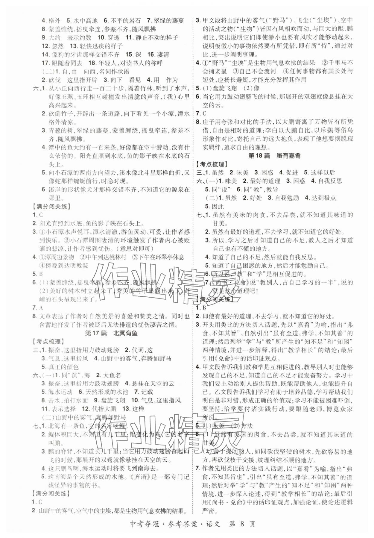 2024年國華教育中考奪冠語文河南專版 參考答案第7頁