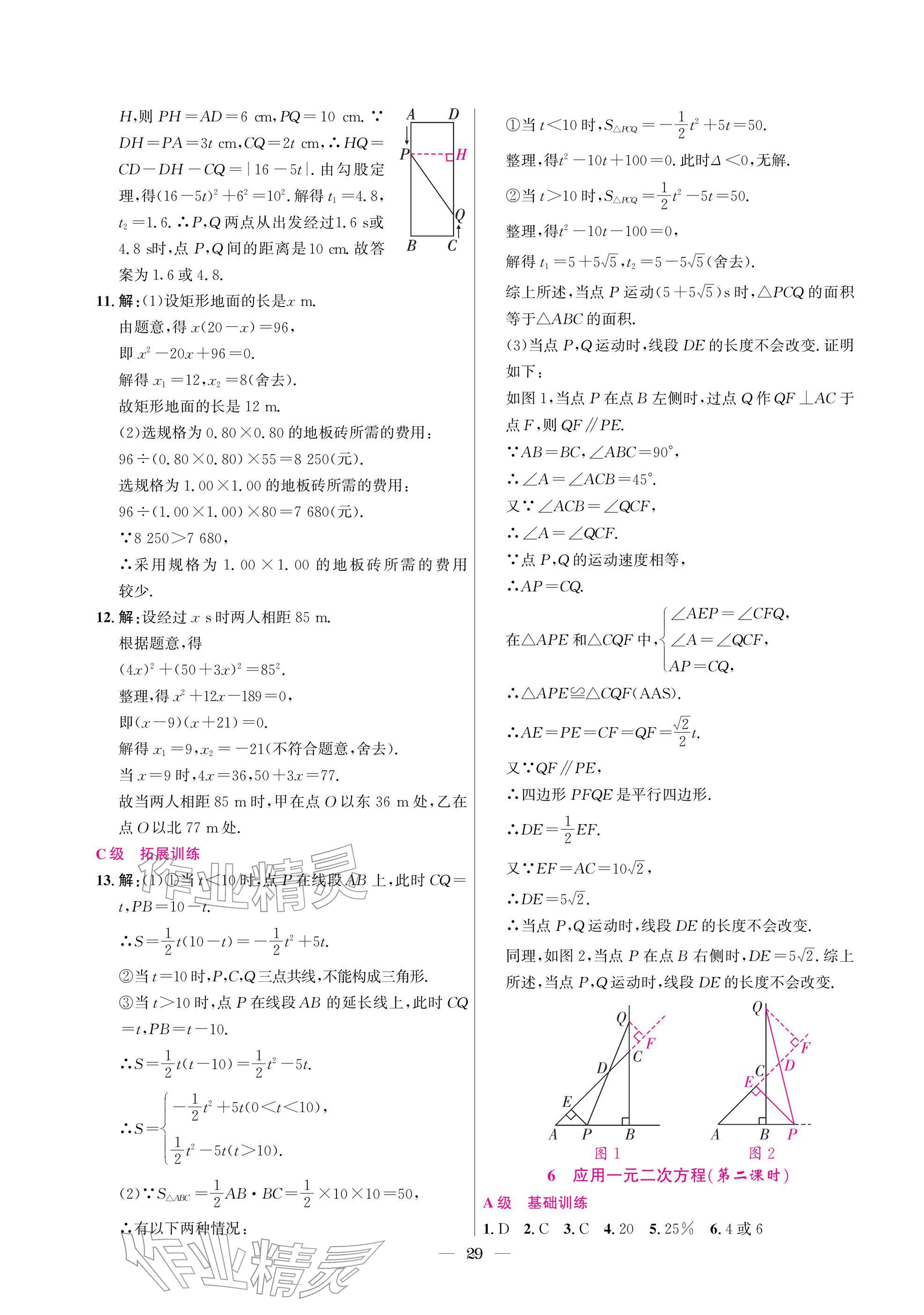 2025年中輔一號課外培優(yōu)分層訓練九年級數學上冊北師大版 參考答案第29頁