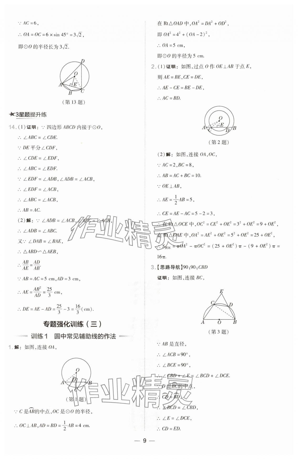 2024年點(diǎn)撥訓(xùn)練九年級數(shù)學(xué)滬科版下冊 參考答案第9頁