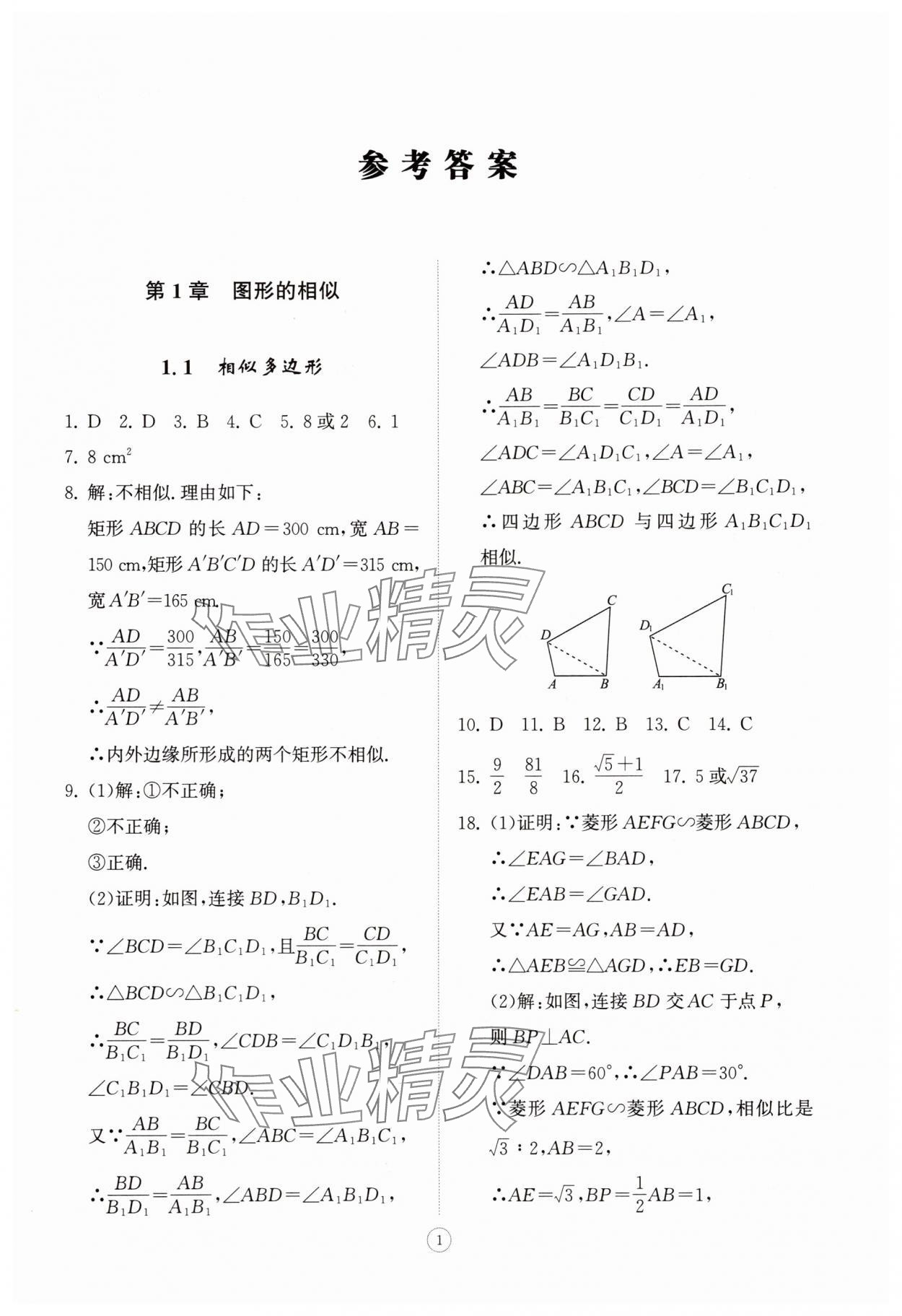 2025年同步练习册智慧拓展九年级数学上册青岛版菏泽专版 第1页