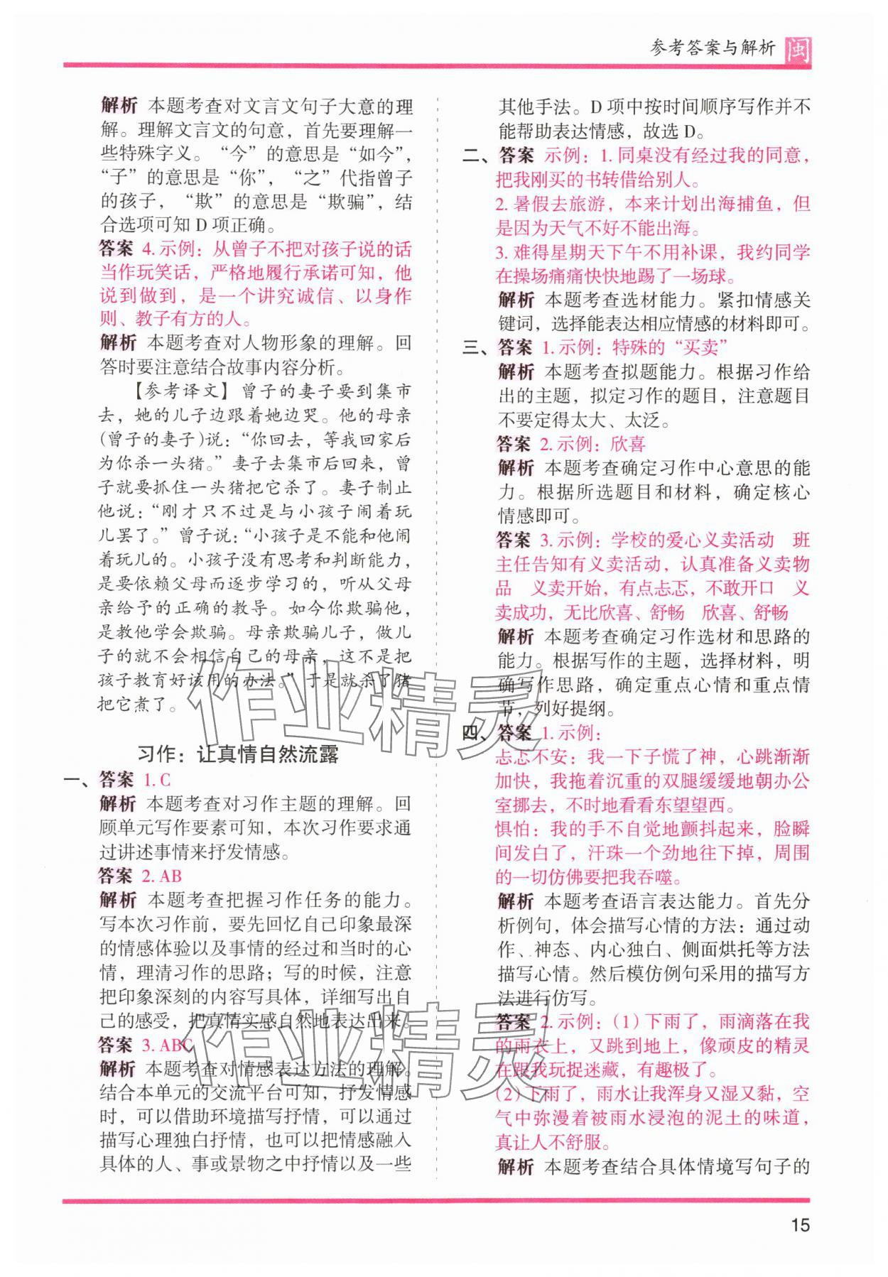 2024年木頭馬分層課課練六年級語文下冊人教版福建專版 第15頁