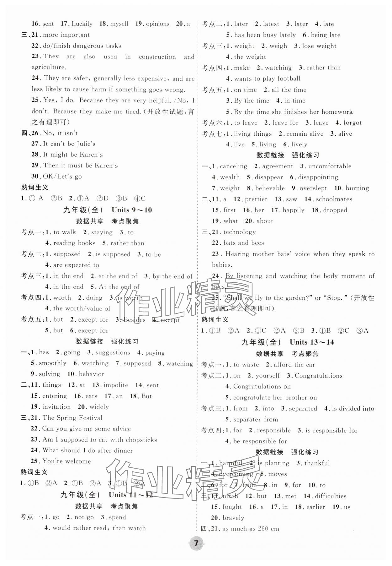 2025年中考大數(shù)據(jù)英語中考河北專版&nbsp;參考答案第7頁