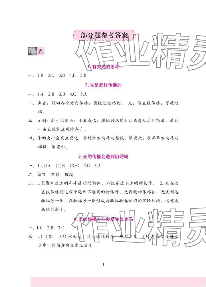 2025年学习与巩固五年级科学上册教科版 参考答案第1页