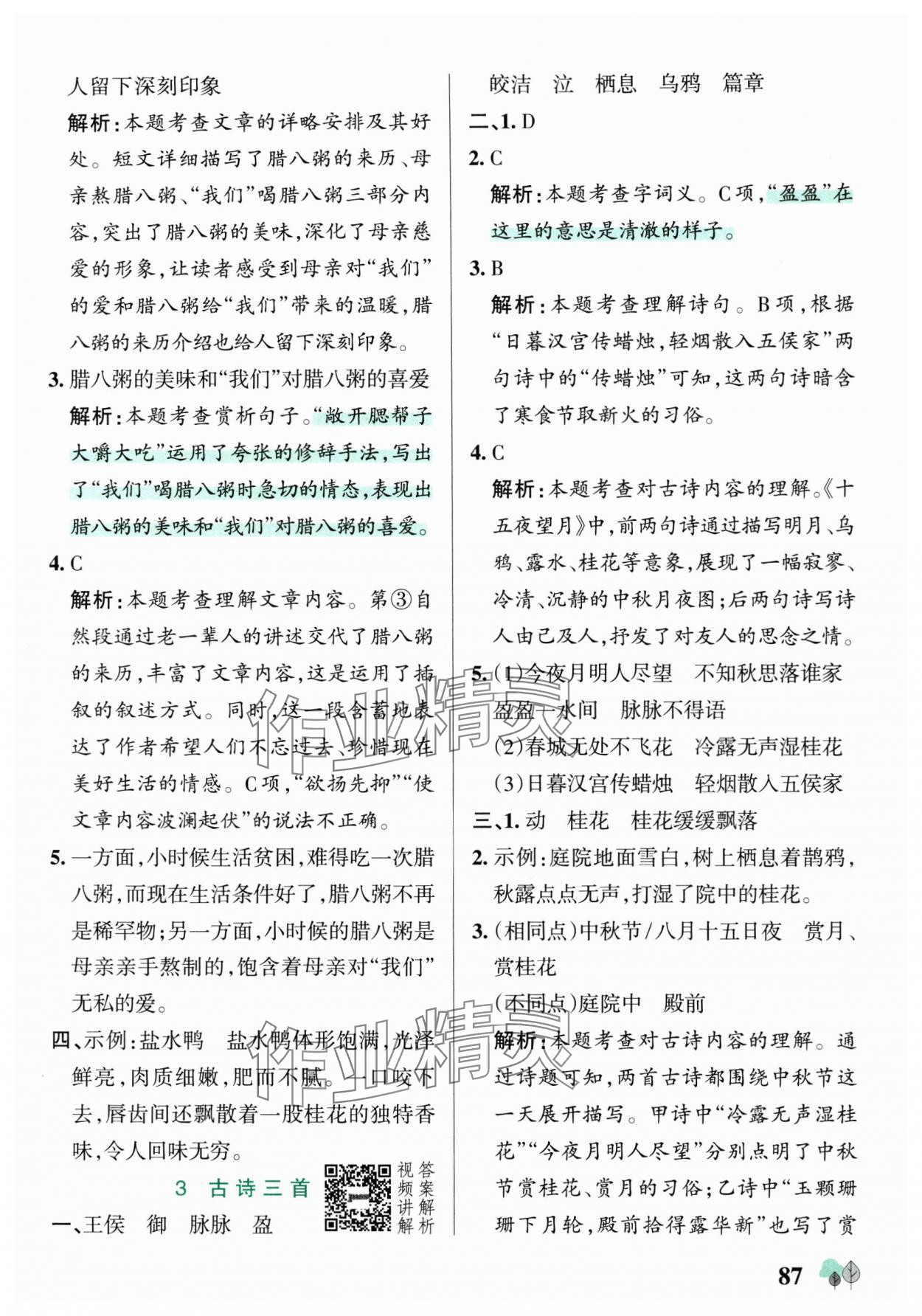 2025年綠卡提優(yōu)特訓(xùn)六年級語文下冊人教版江蘇專版 參考答案第3頁