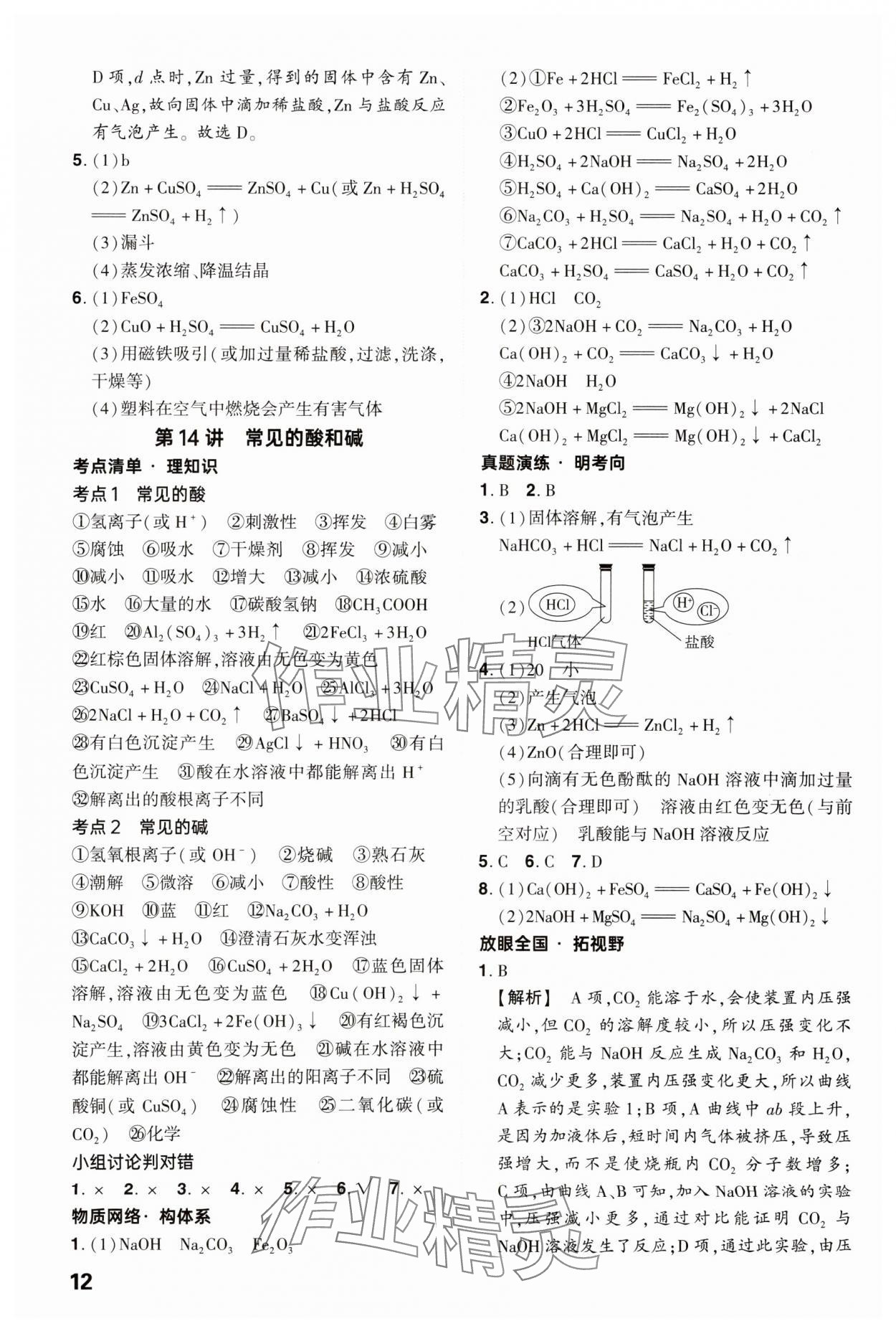 2025年鼎成中考精准提分化学广东专版 参考答案第12页