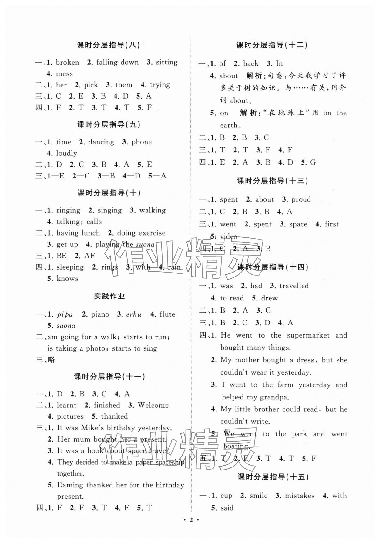 2024年同步練習(xí)冊(cè)分層指導(dǎo)六年級(jí)英語(yǔ)下冊(cè)外研版 參考答案第2頁(yè)