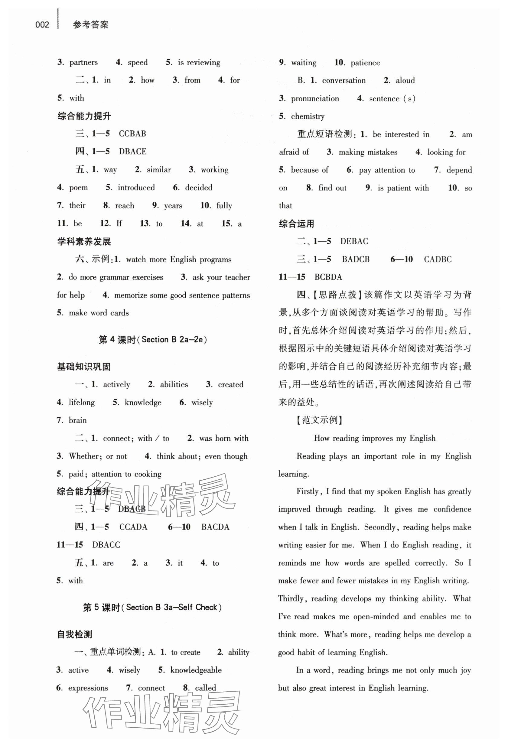 2025年基础训练大象出版社九年级英语全一册人教版 参考答案第2页