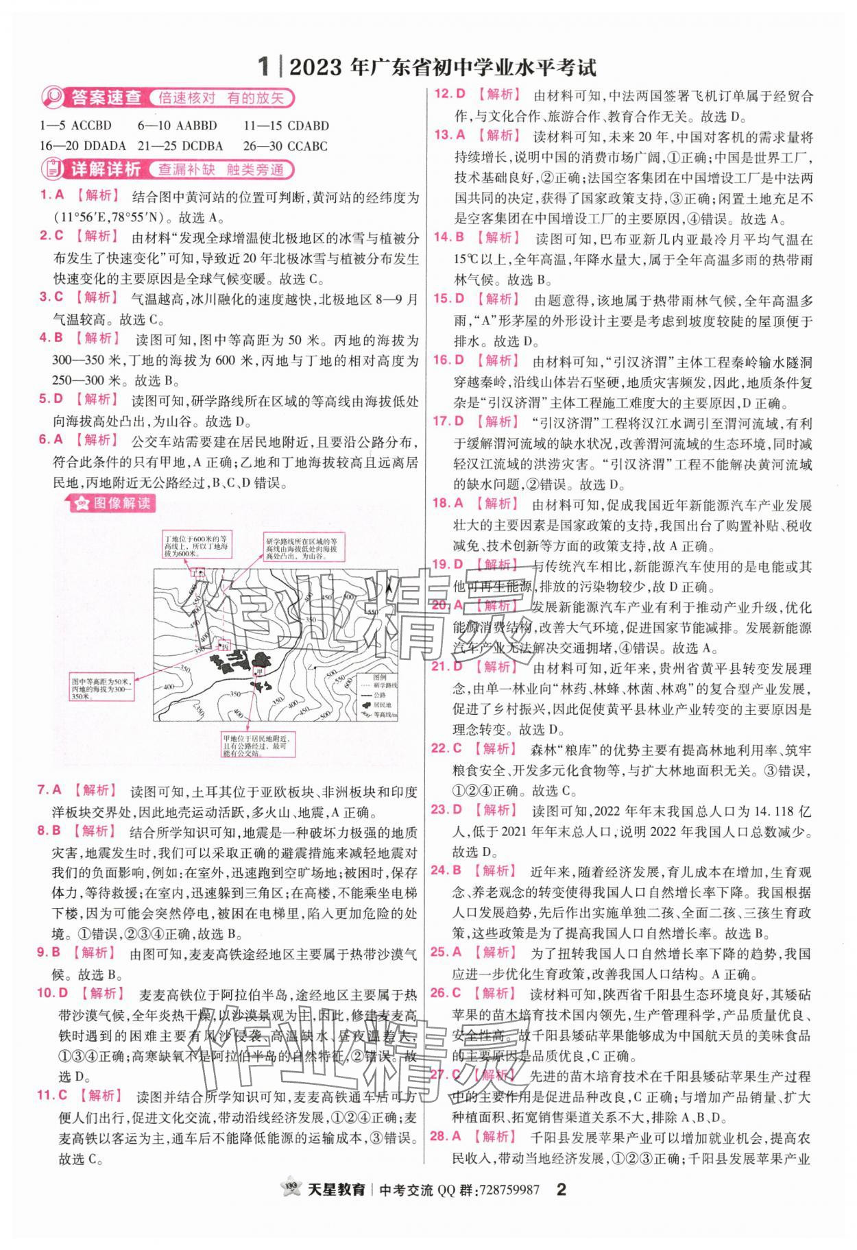 2024年金考卷中考45套匯編地理廣東專版 參考答案第1頁