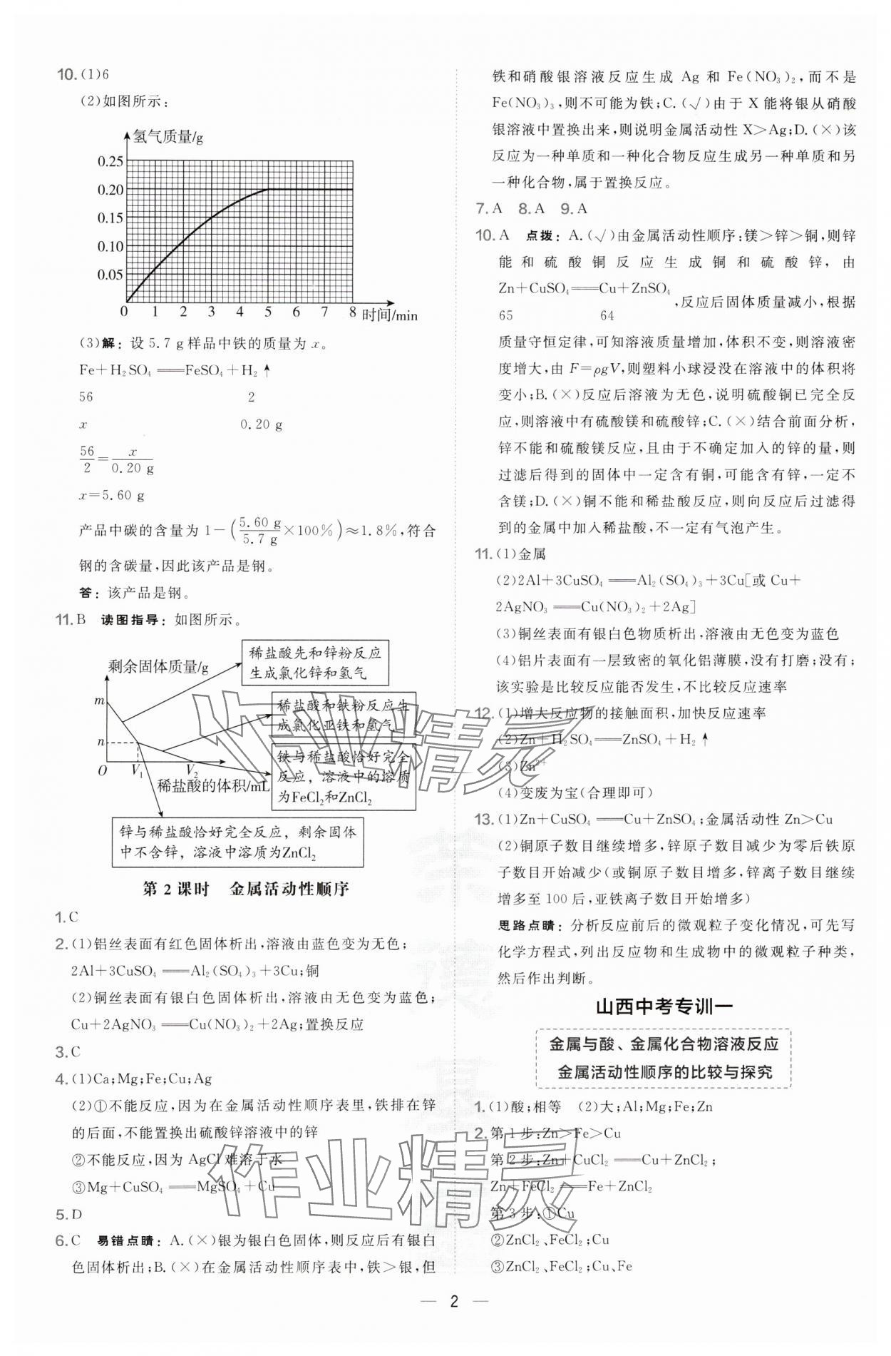 2025年點(diǎn)撥訓(xùn)練九年級(jí)化學(xué)下冊(cè)人教版山西專版 第2頁(yè)