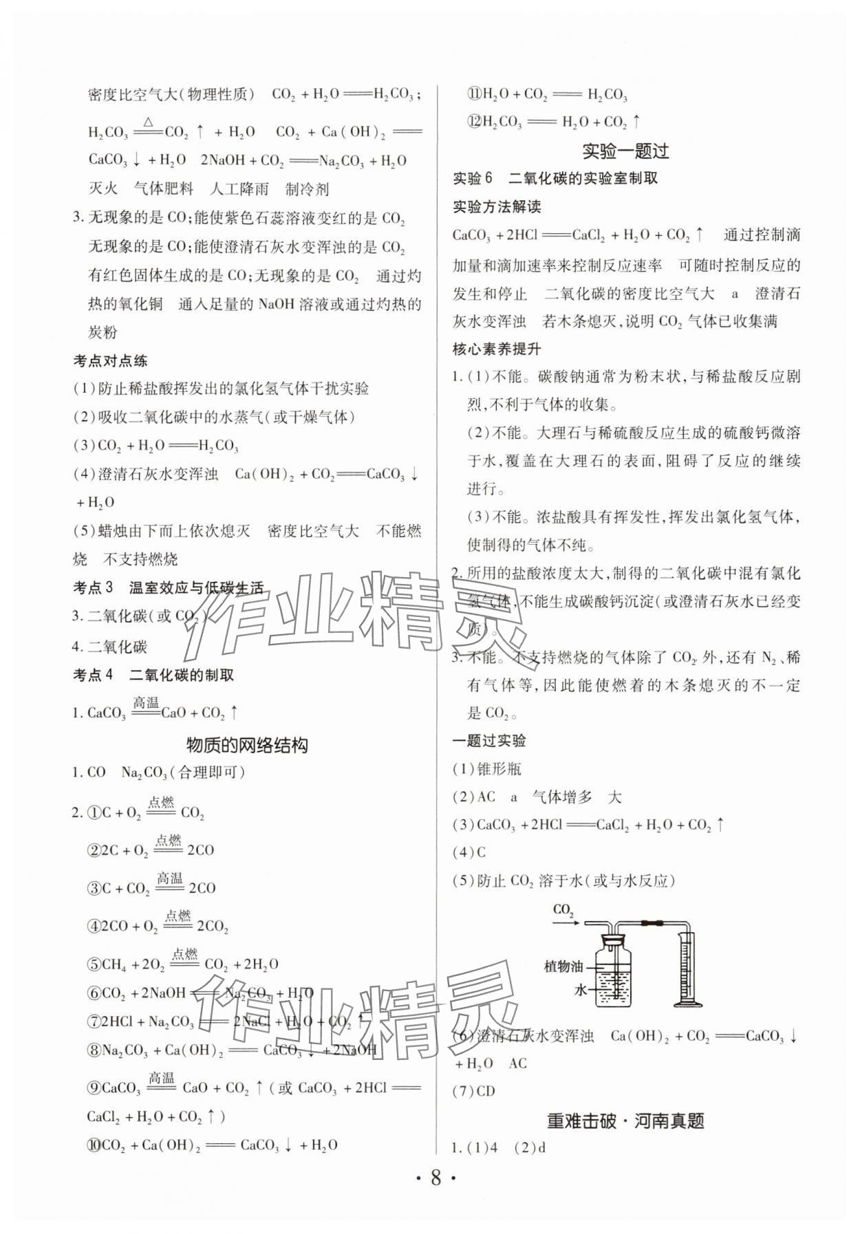 2024年理想中考化学中考河南专版 参考答案第8页