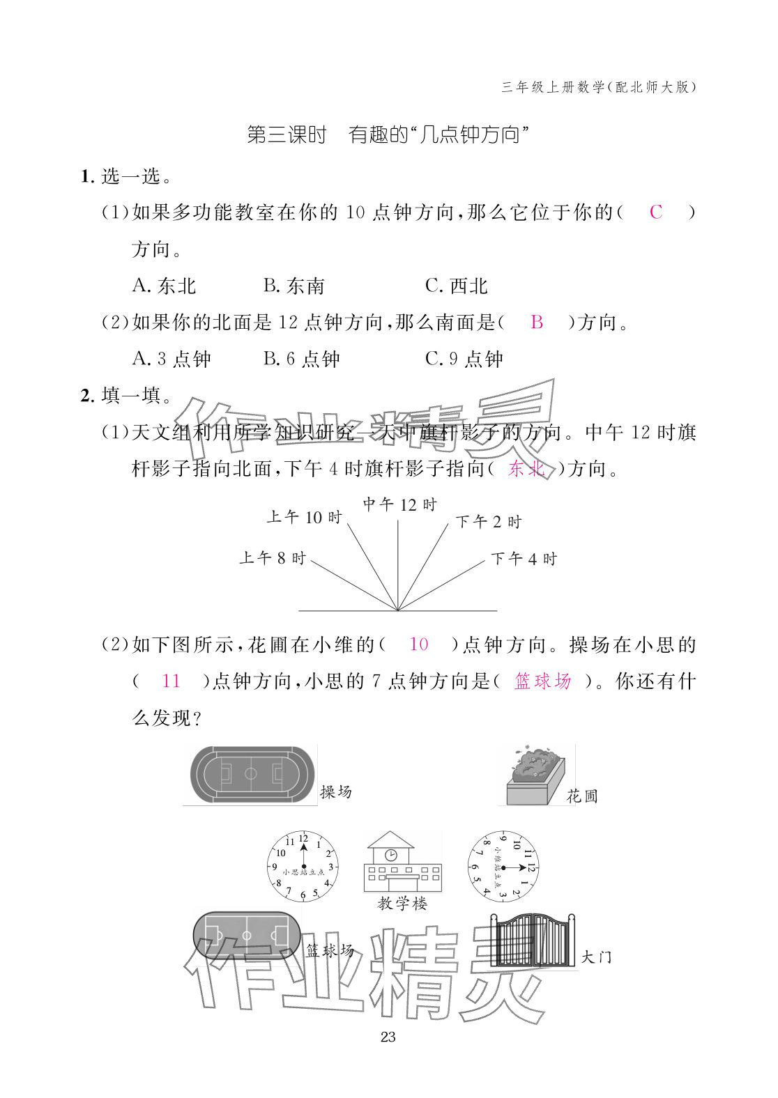 2025年作業本江西教育出版社三年級數學上冊北師大版 參考答案第23頁