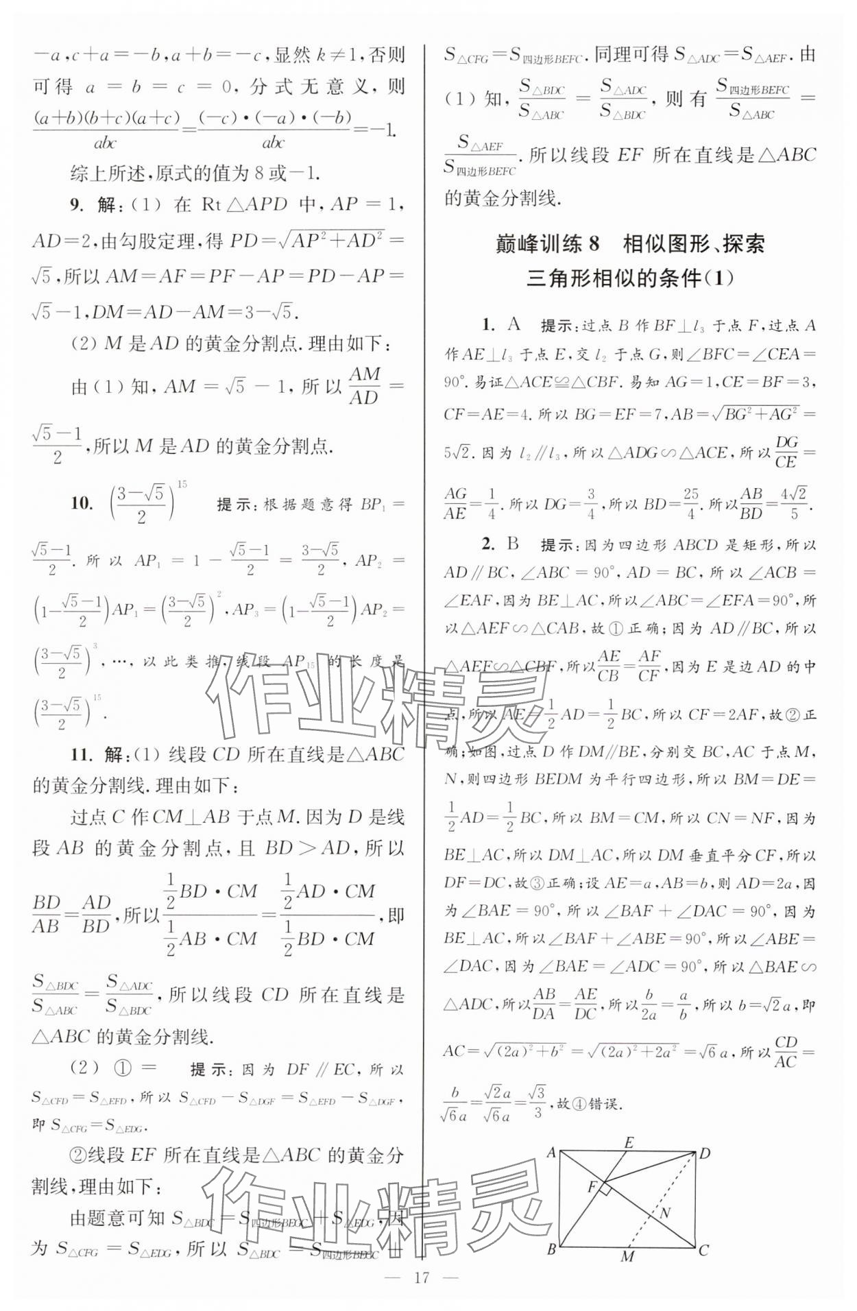 2025年小題狂做九年級數(shù)學(xué)下冊蘇科版巔峰版 參考答案第17頁