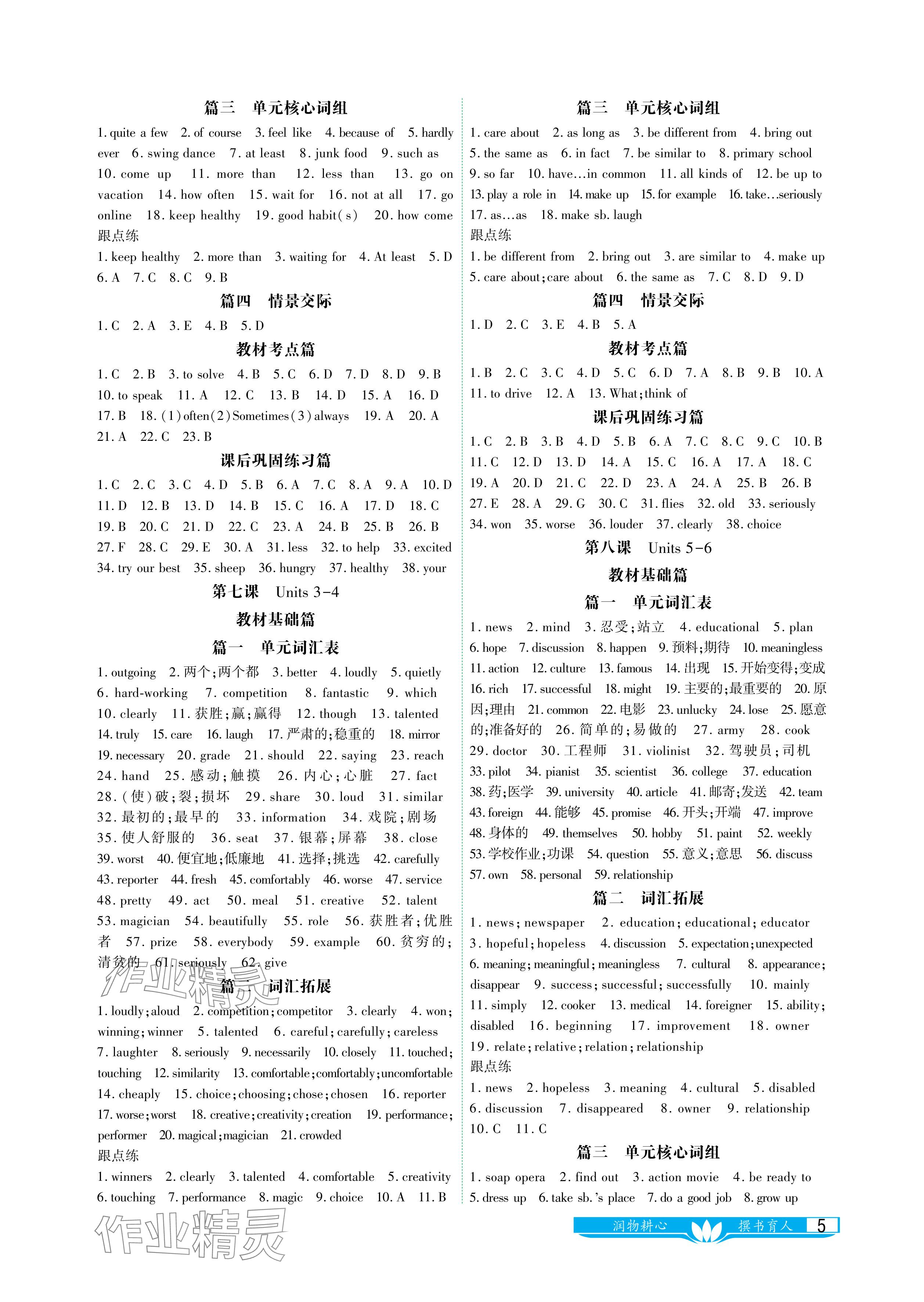 2024年721中考總復(fù)習(xí)英語(yǔ)中考 參考答案第5頁(yè)