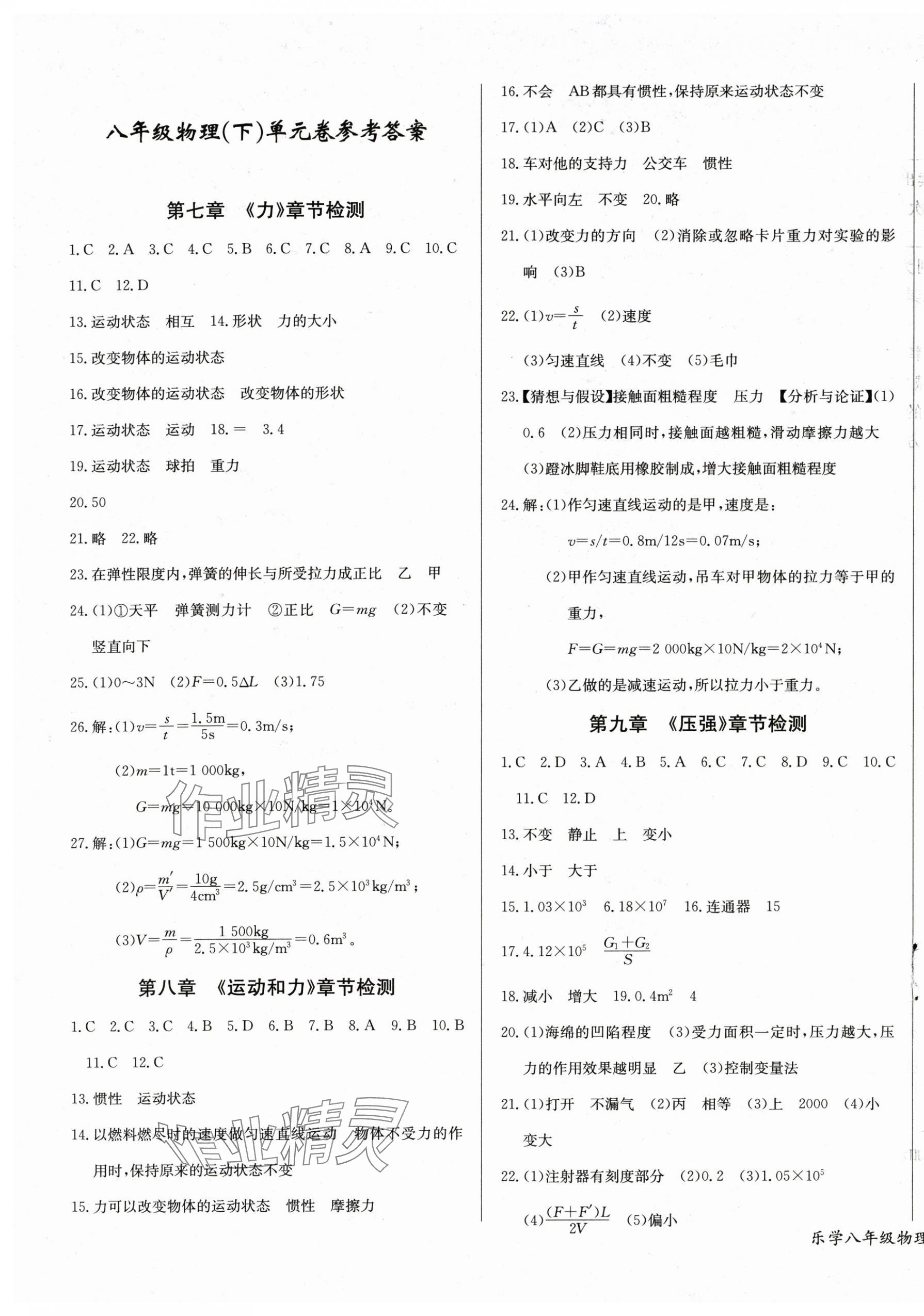 2024年樂(lè)學(xué)課堂課時(shí)學(xué)講練八年級(jí)物理下冊(cè)人教版 第1頁(yè)