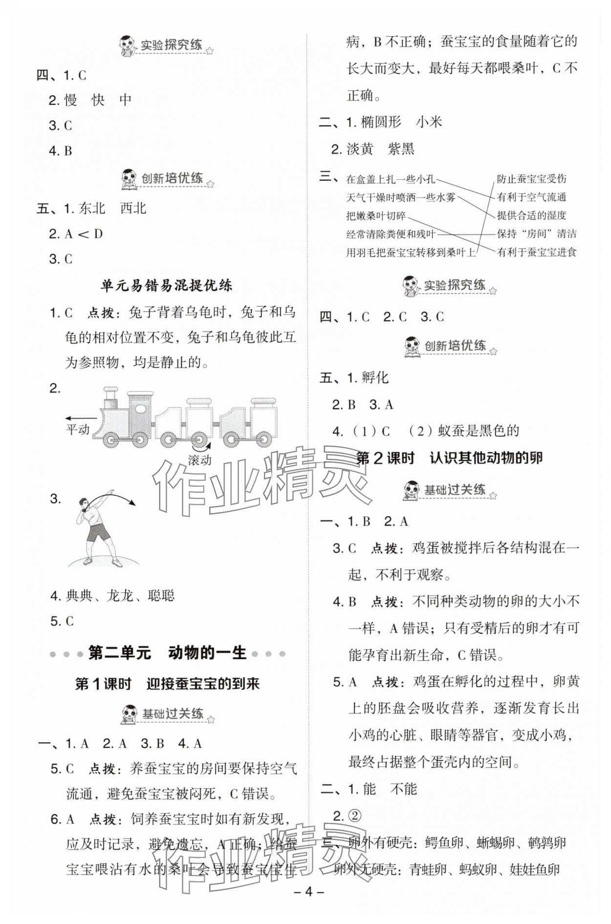 2025年綜合應(yīng)用創(chuàng)新題典中點(diǎn)三年級科學(xué)下冊教科版 參考答案第4頁