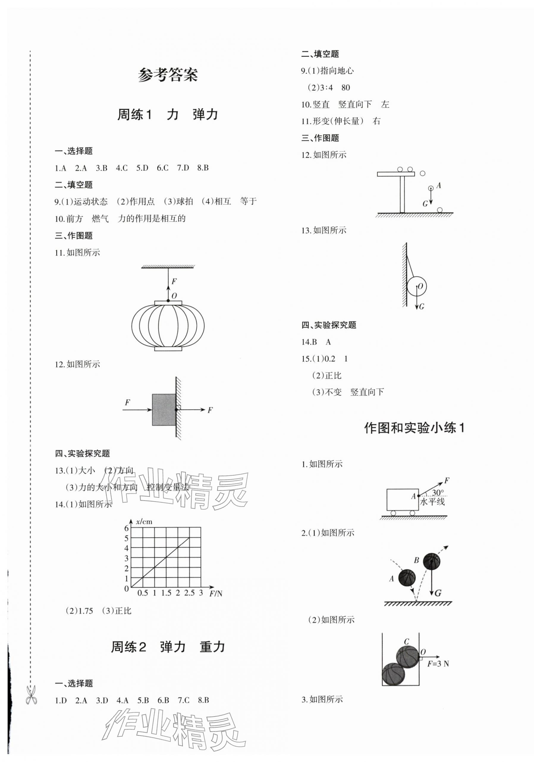 2026年优学1+1评价与测试八年级物理下册人教版&nbsp;参考答案第1页