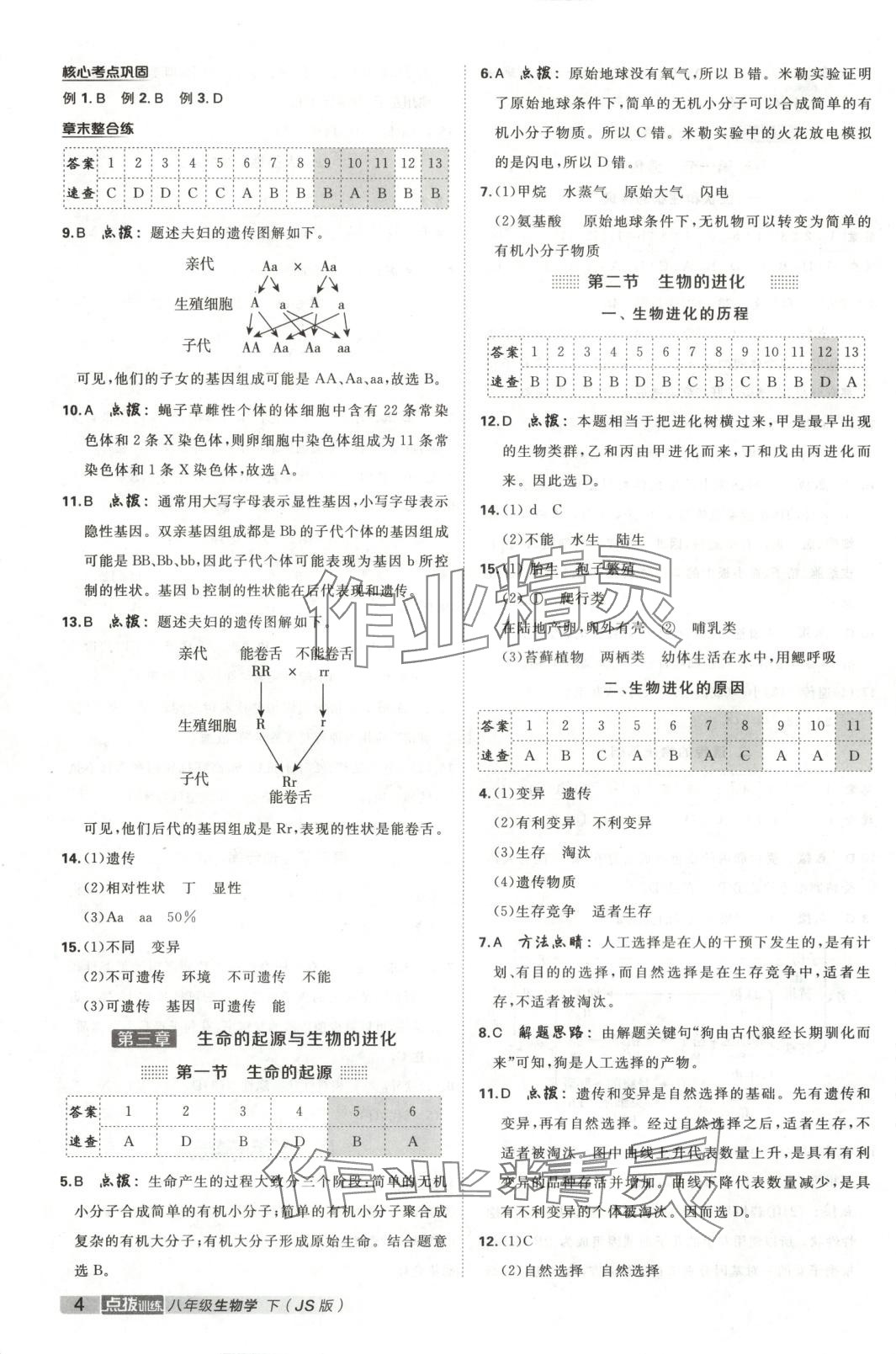 2025年点拨训练八年级生物下册苏教版 第4页