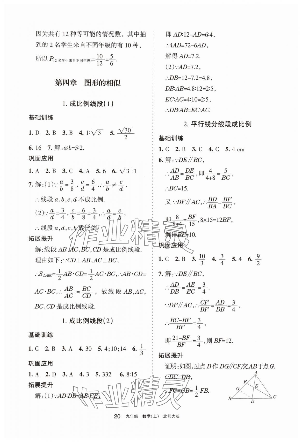 2025年学习之友九年级数学上册北师大版 参考答案第20页