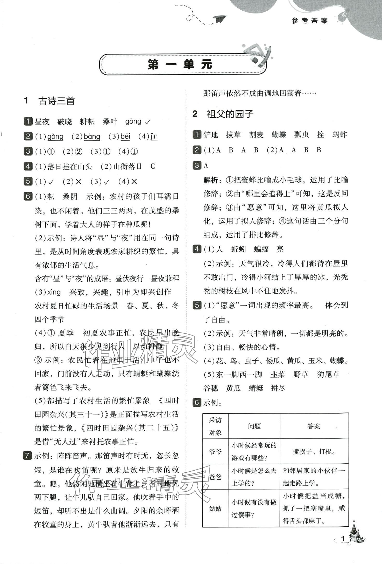 2024年北大绿卡五年级语文下册人教版深圳专版 第1页