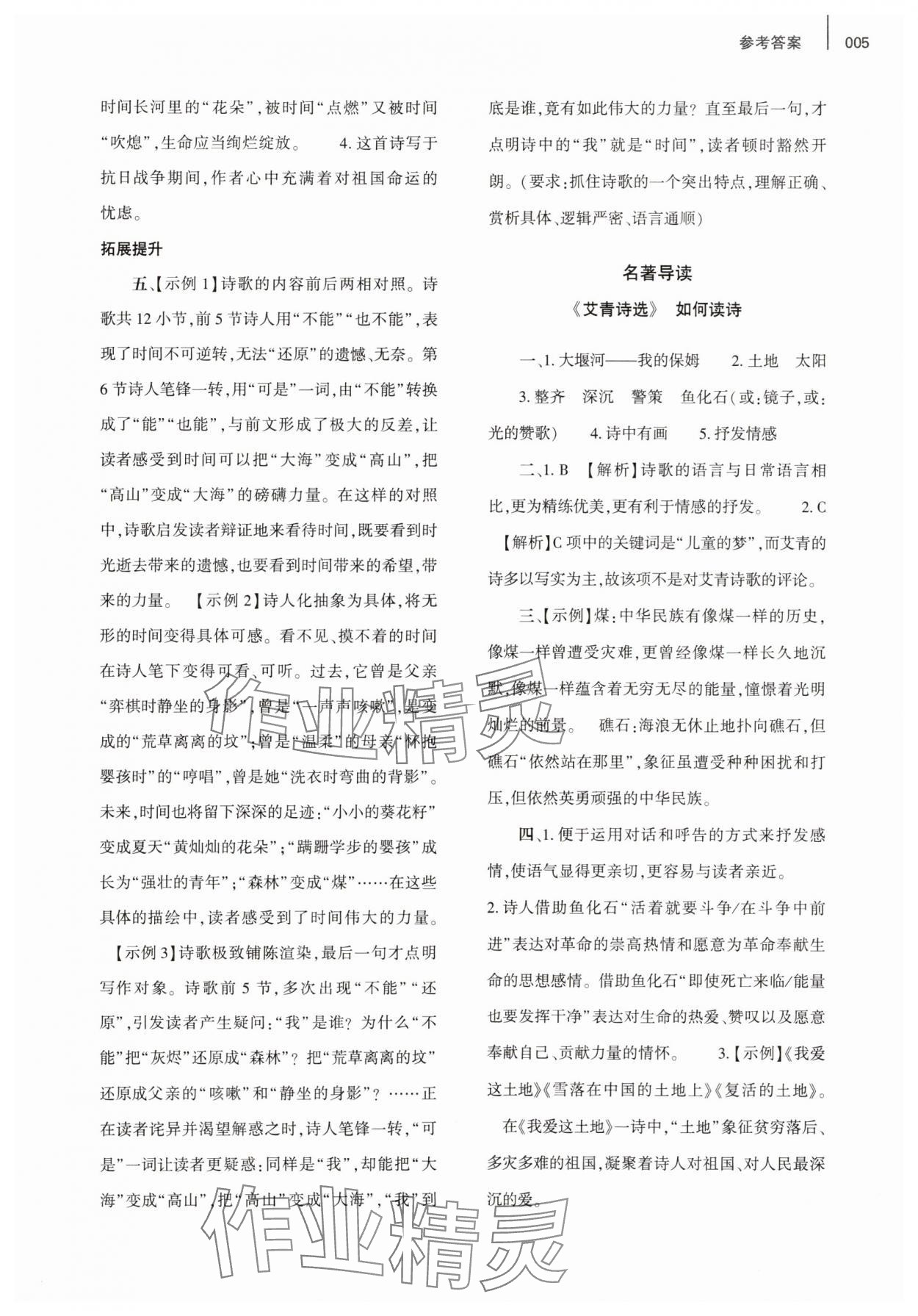 2025年基礎訓練大象出版社九年級語文上冊人教版&nbsp;參考答案第5頁