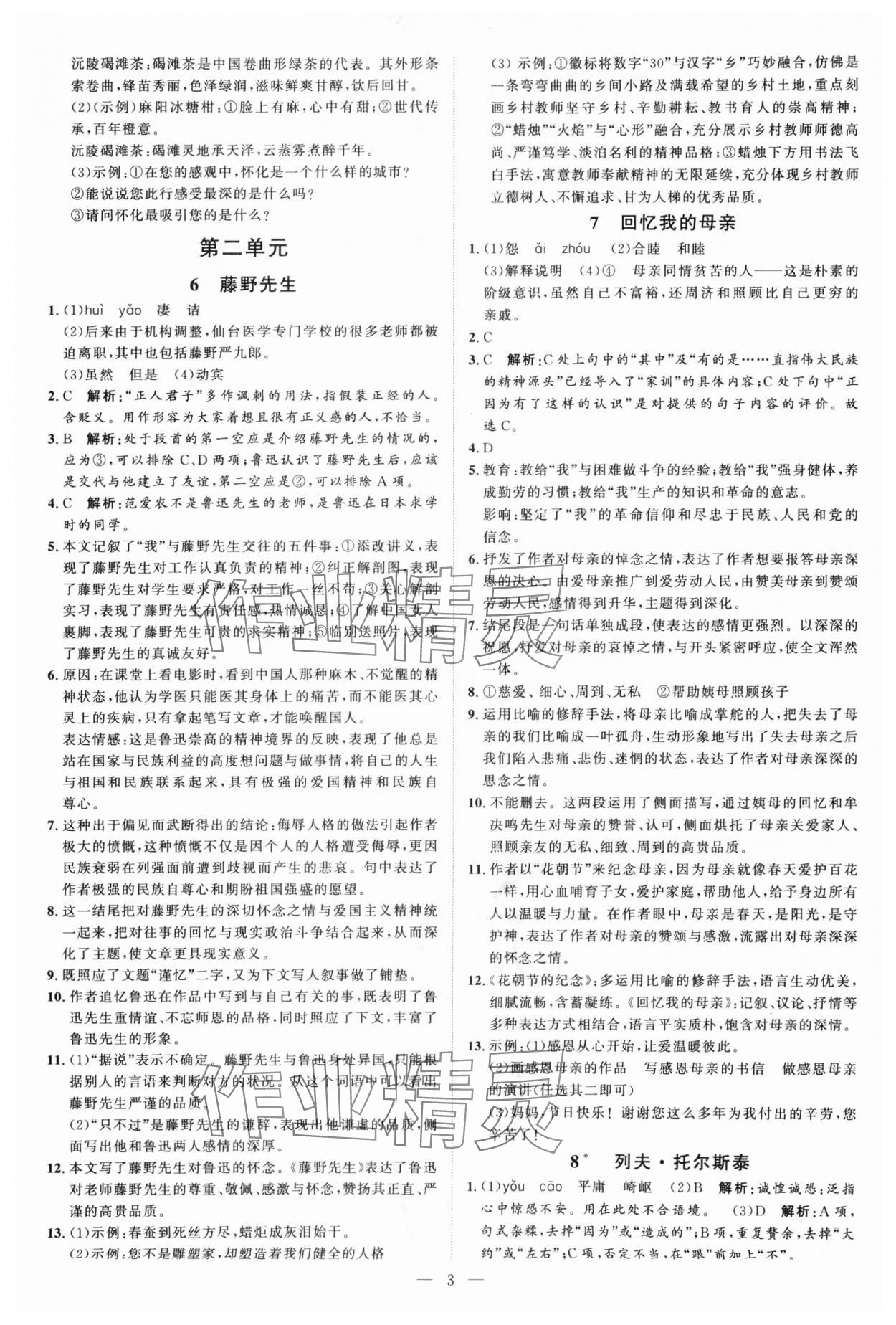 2024年優(yōu)加學(xué)案課時(shí)通八年級(jí)語文上冊人教版P版 第3頁