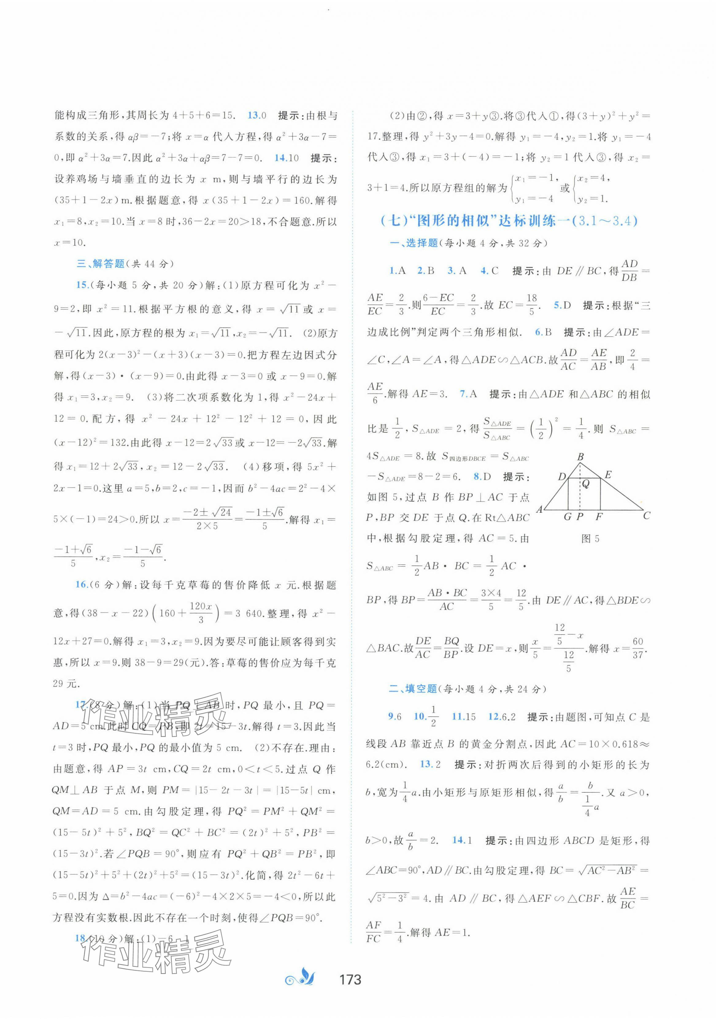 2023年新課程學(xué)習(xí)與測評單元雙測九年級數(shù)學(xué)全一冊湘教版B版 第5頁