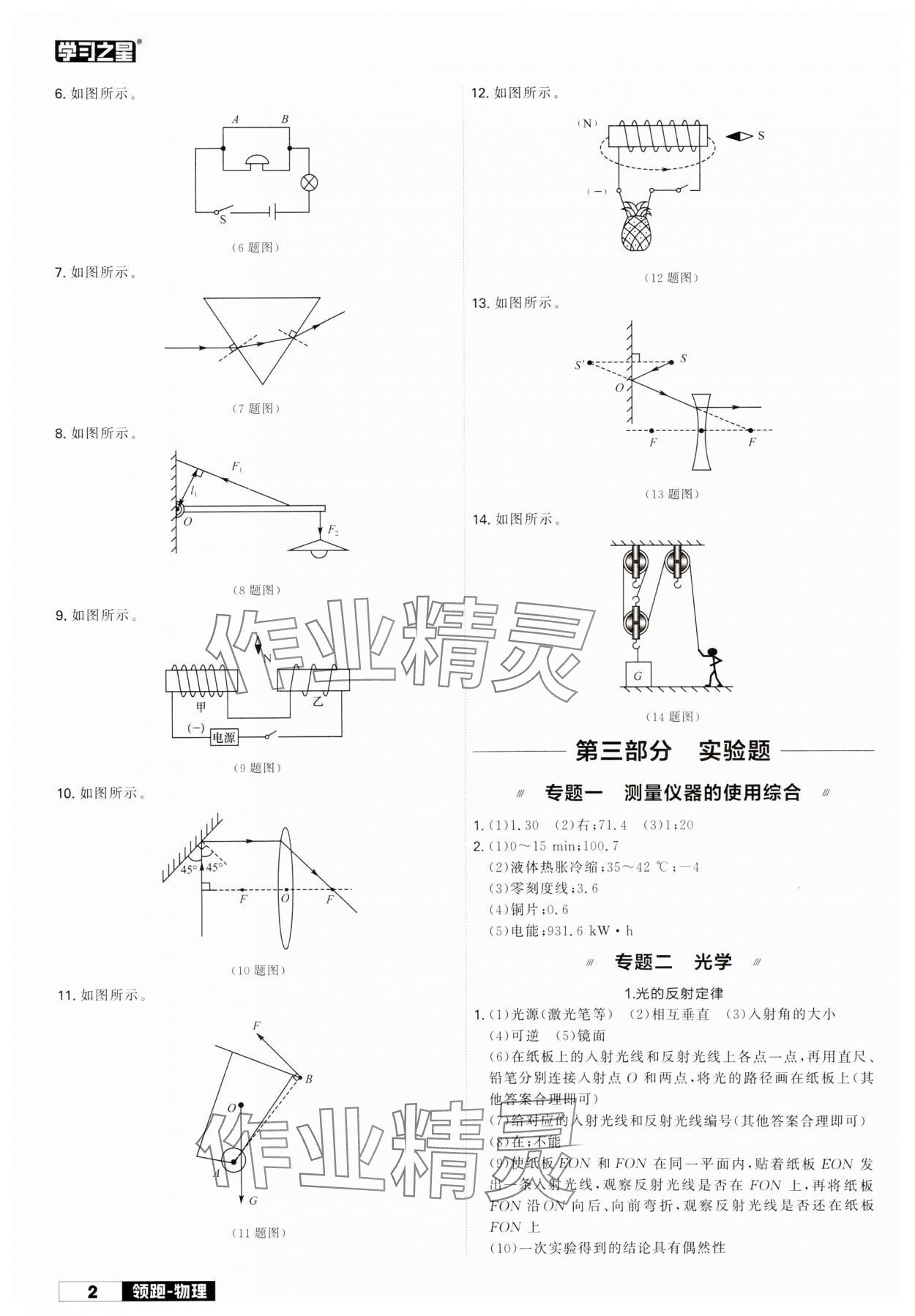 2024年領跑中考物理二輪總復習遼寧專版 參考答案第2頁