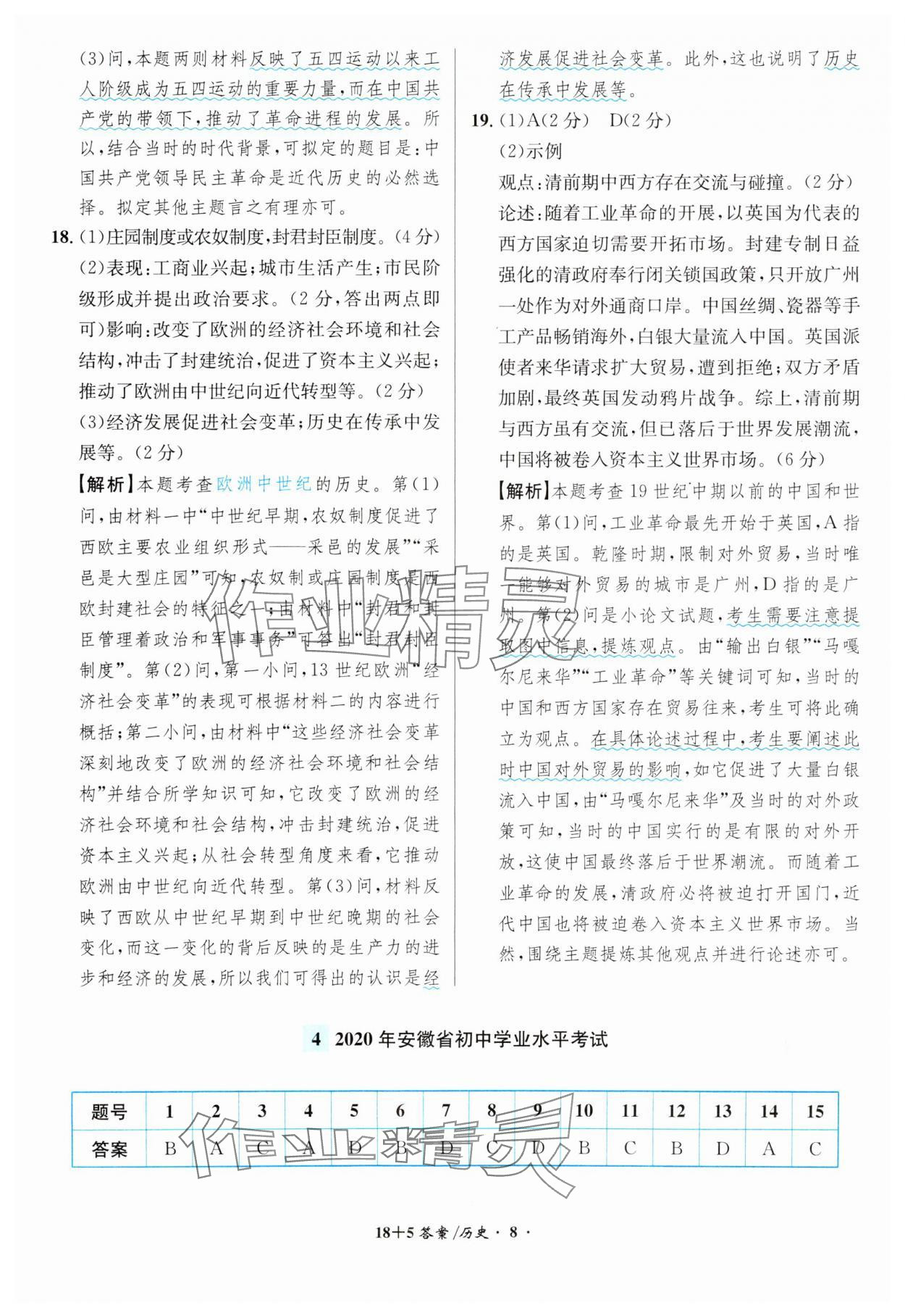 2024年中考試題精編安徽師范大學出版社歷史人教版安徽專版 第8頁