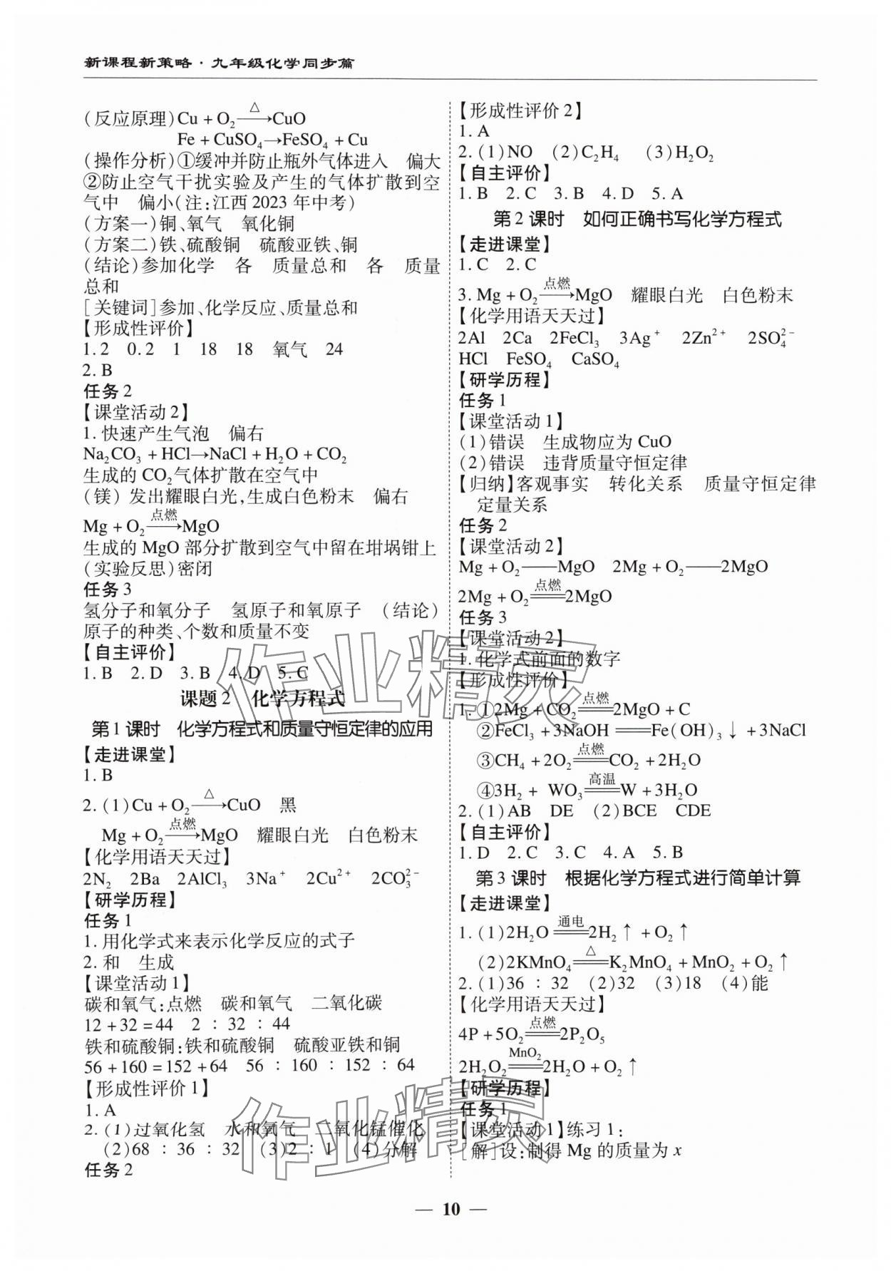 2024年新课程新策略复习篇九年级化学&nbsp;第10页