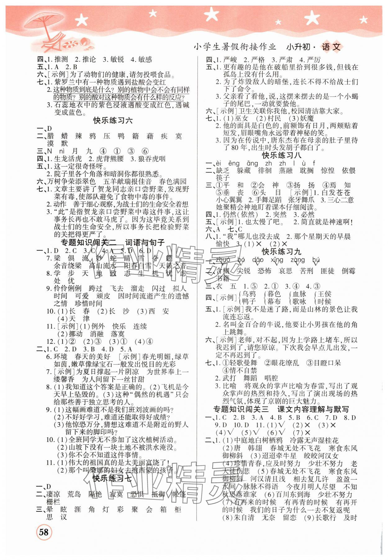 2025年黄冈快乐假期六年级语文全一册人教版 第2页