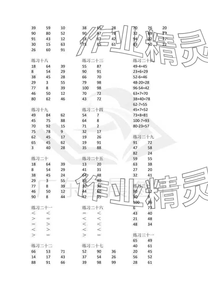 2024年數(shù)學(xué)口算每天一練二年級(jí)數(shù)學(xué)上冊(cè)人教版 參考答案第2頁